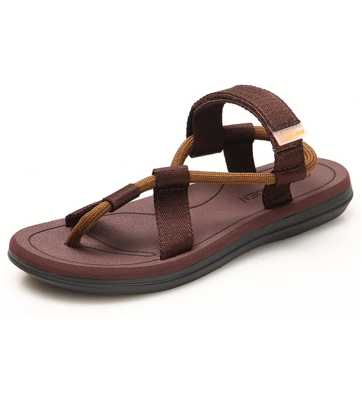 CLSQLXYJZC Men's Summer Toe Separate Flat Flip Flops for Plantar Fasciitis Correction - Brown, 24cm - Buy Online on GoSupps.com