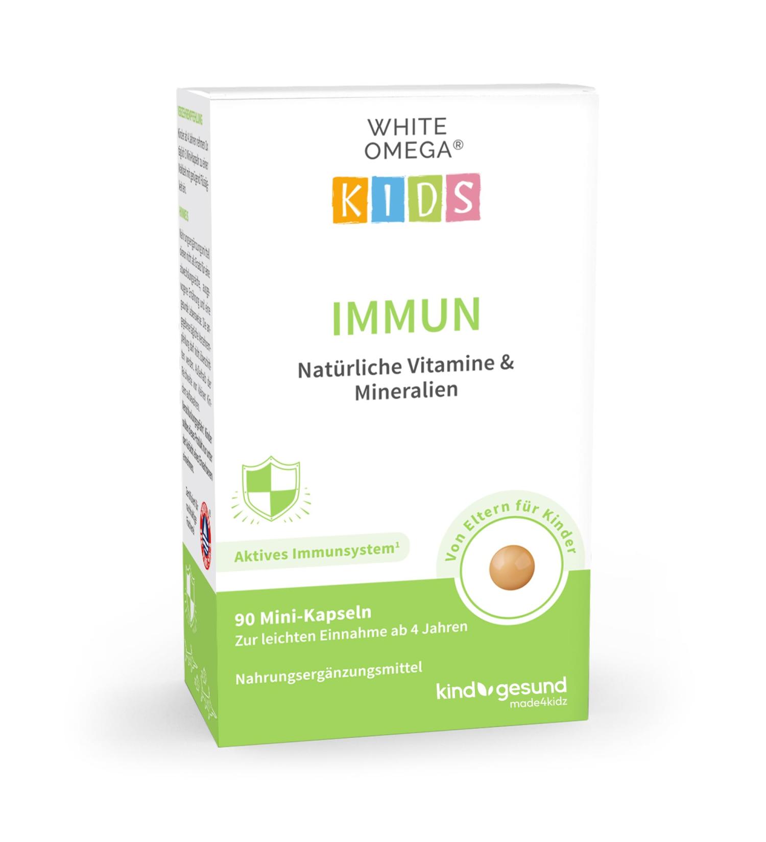 Buy Sugar-Free Children's Vitamins for Immune System Omega-3 Vitamin C D3+K2 Selenium & Zinc 90 Mini Capsules | International Shipping - Buy Online on GoSupps.com