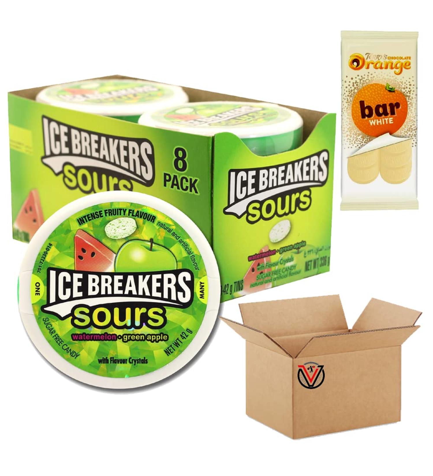 Ice Breakers Fruit Sours Sugar Free 8 x 42g packs Full Box + Terry's White Chocolate Orange Sharing Bar 85g | VIMIX - Buy Online on GoSupps.com