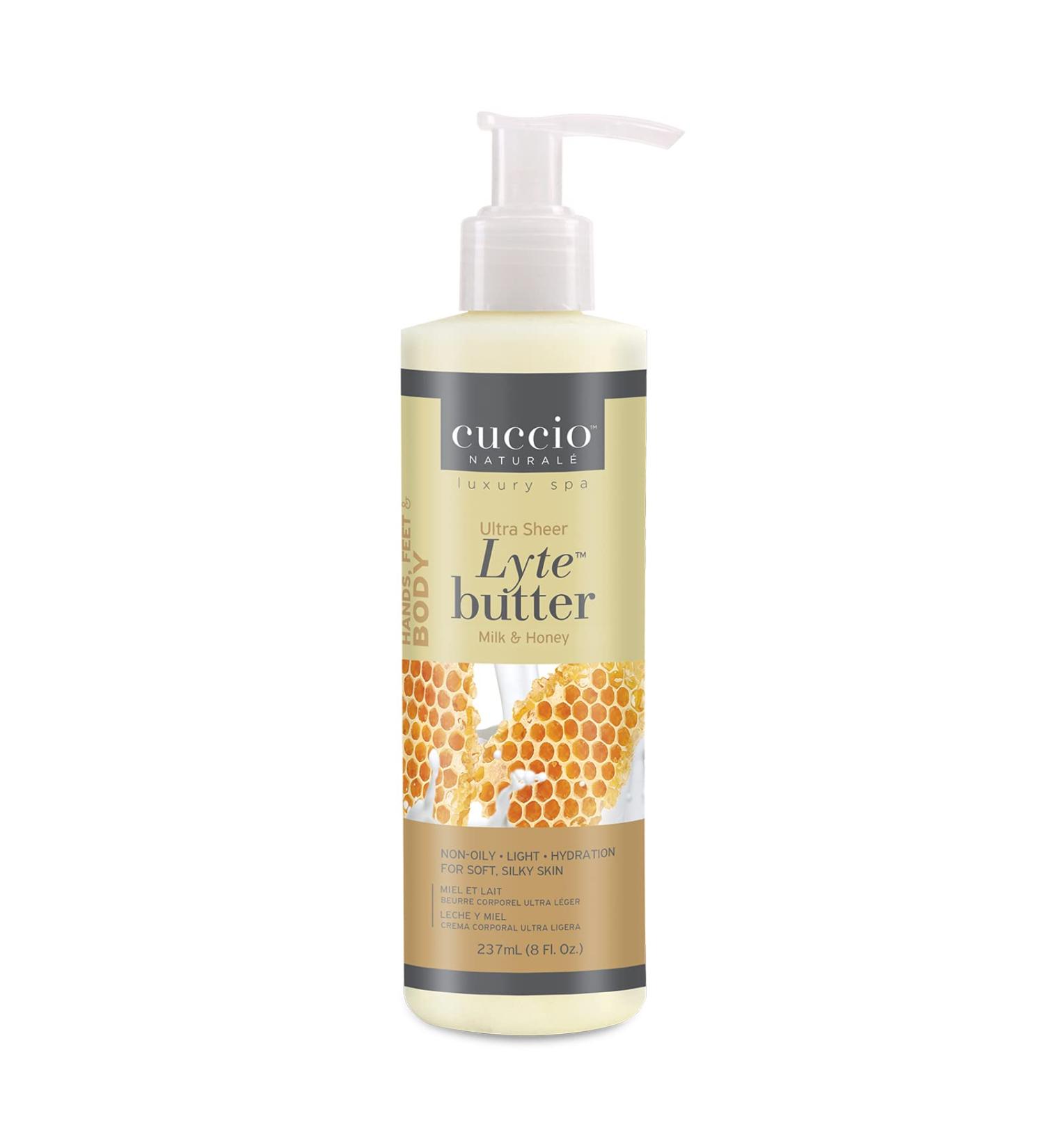 Cuccio Naturale Lyte Ultra-Sheer Body Butter - Milk and Honey Scent - 8 Oz - Deep Hydration for Dry Skin - Cruelty-Free Formula - Buy Online on GoSupps.com