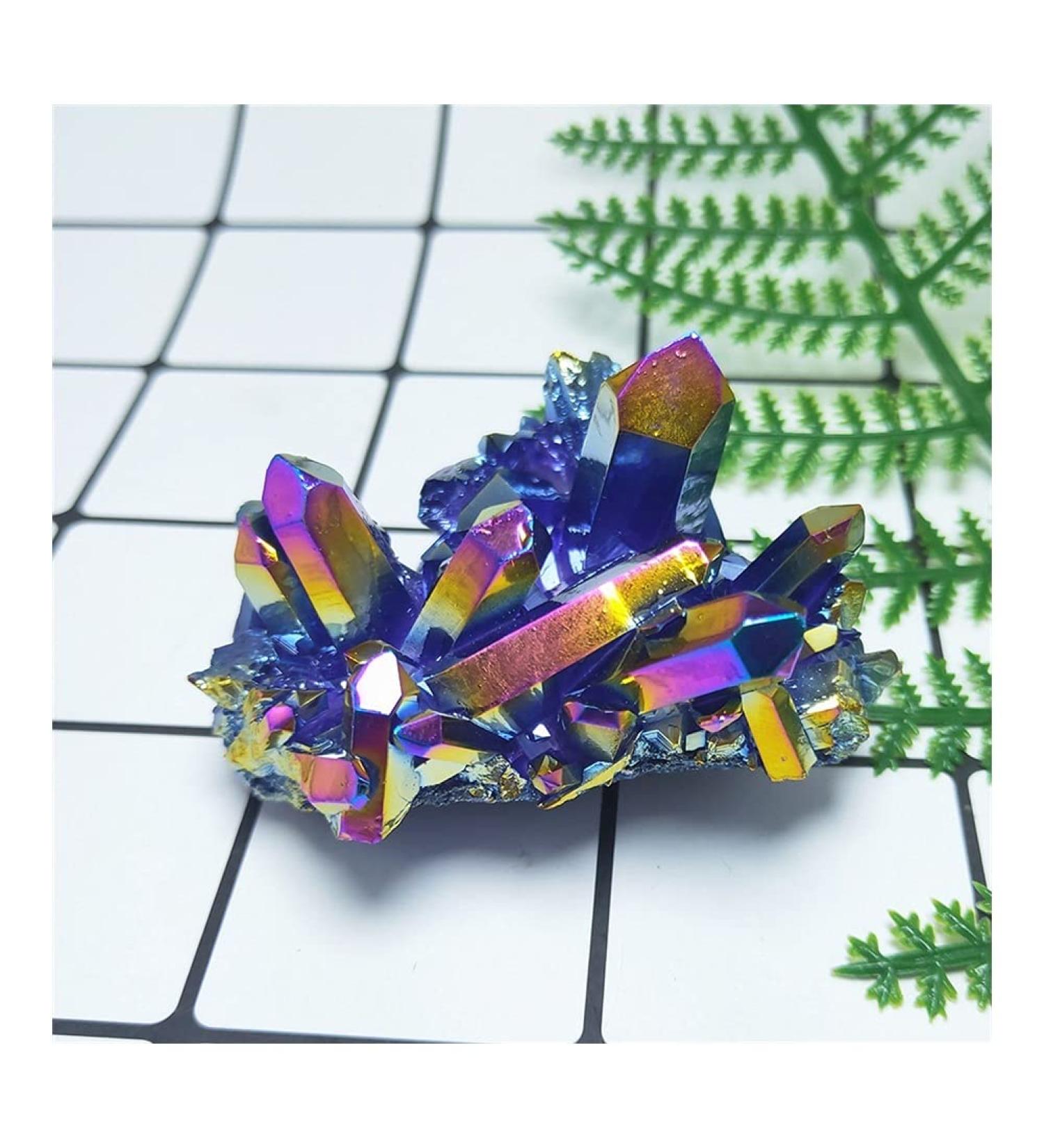 Natural Crystal Cluster Blue Electroplating Quartz Stone Crystals Home Decor (Size : 80g) - Buy Online on GoSupps.com