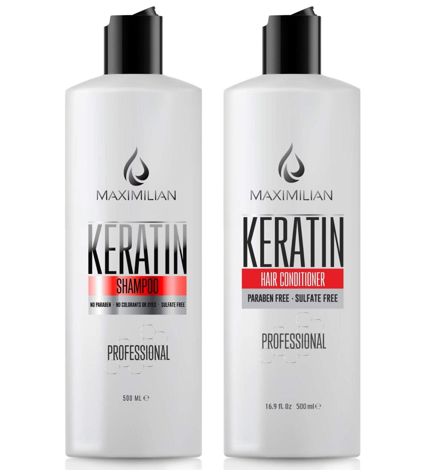 Keratin Shampoo & Conditioner for Color Treated Hair - Sulfate Free Treatment for Dry Curly Damaged Hair | 2x16.9 Fl Oz - Buy Online on GoSupps.com