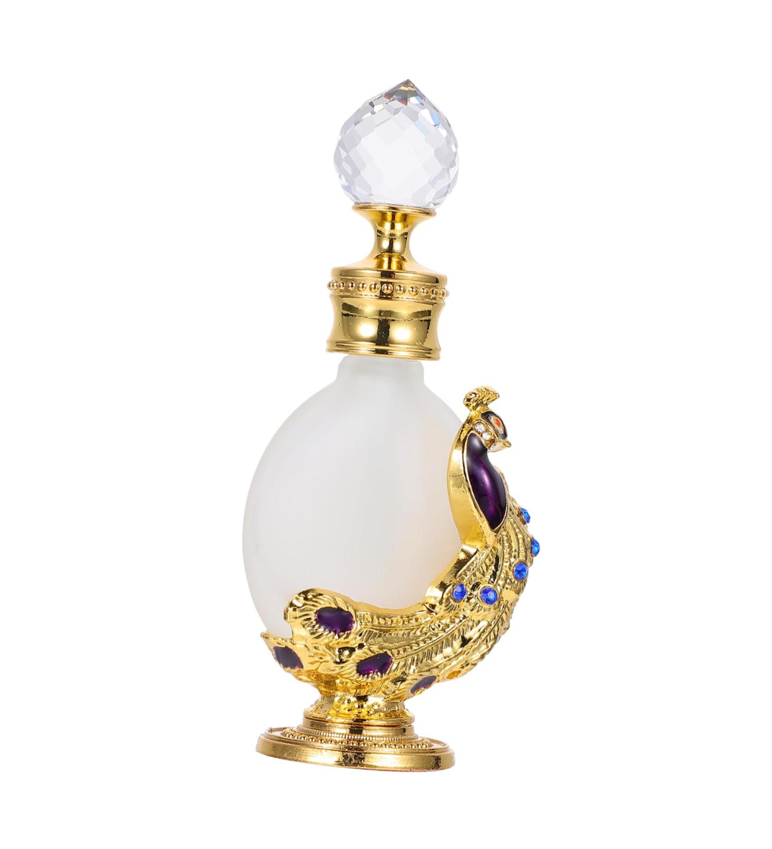 Beatifufu 1pc Peacock Essential Oil Bottle Liquid Holder Liquid Dispenser Dropper Bottle Liquid Bottle Women Perfume Bottle Empty Perfume Bottle Home Perfume Bottle Glass Empty Holder 3.1x10.5cm Golden - Buy Online on GoSupps.com