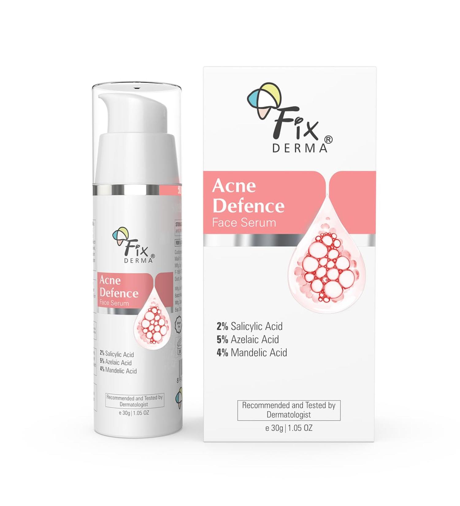 Fixderma 2% Salicylic Acid Serum for Anti Acne & Spot Treatment with 5% Azelaic Acid & 4% Mandelic Acid | Anti Acne Face Serum for Men & Women | For Oily Skin - 30g - Buy Online on GoSupps.com