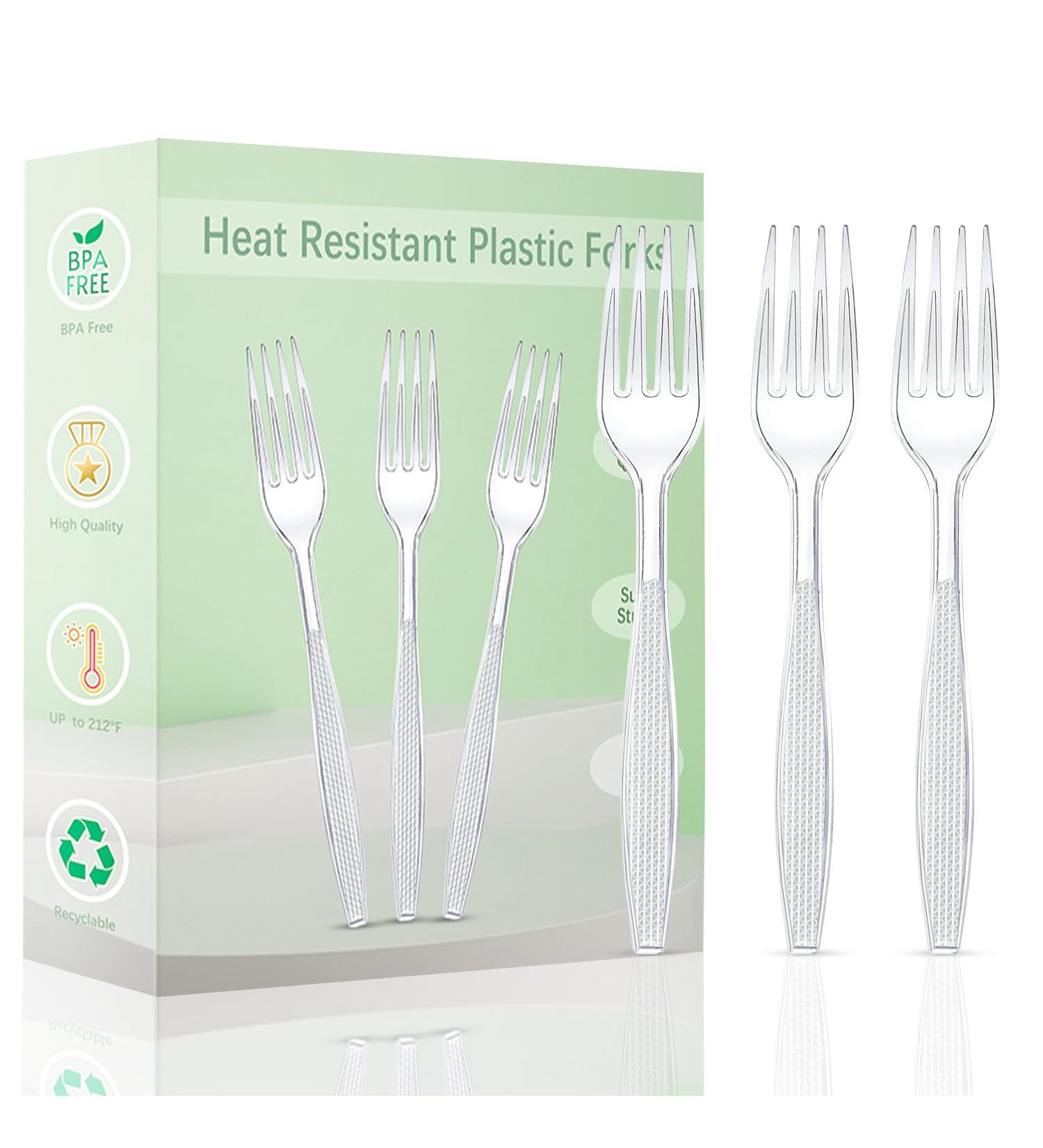 Plastic Forks 100 Pieces 6.7 Inch Reusable Plastic Forks Transparent and Robust Cutlery Sets for Birthday Party Barbecue Party Wedding ect Transparent Plastic Forks 100 Pcs - Buy Online on GoSupps.com
