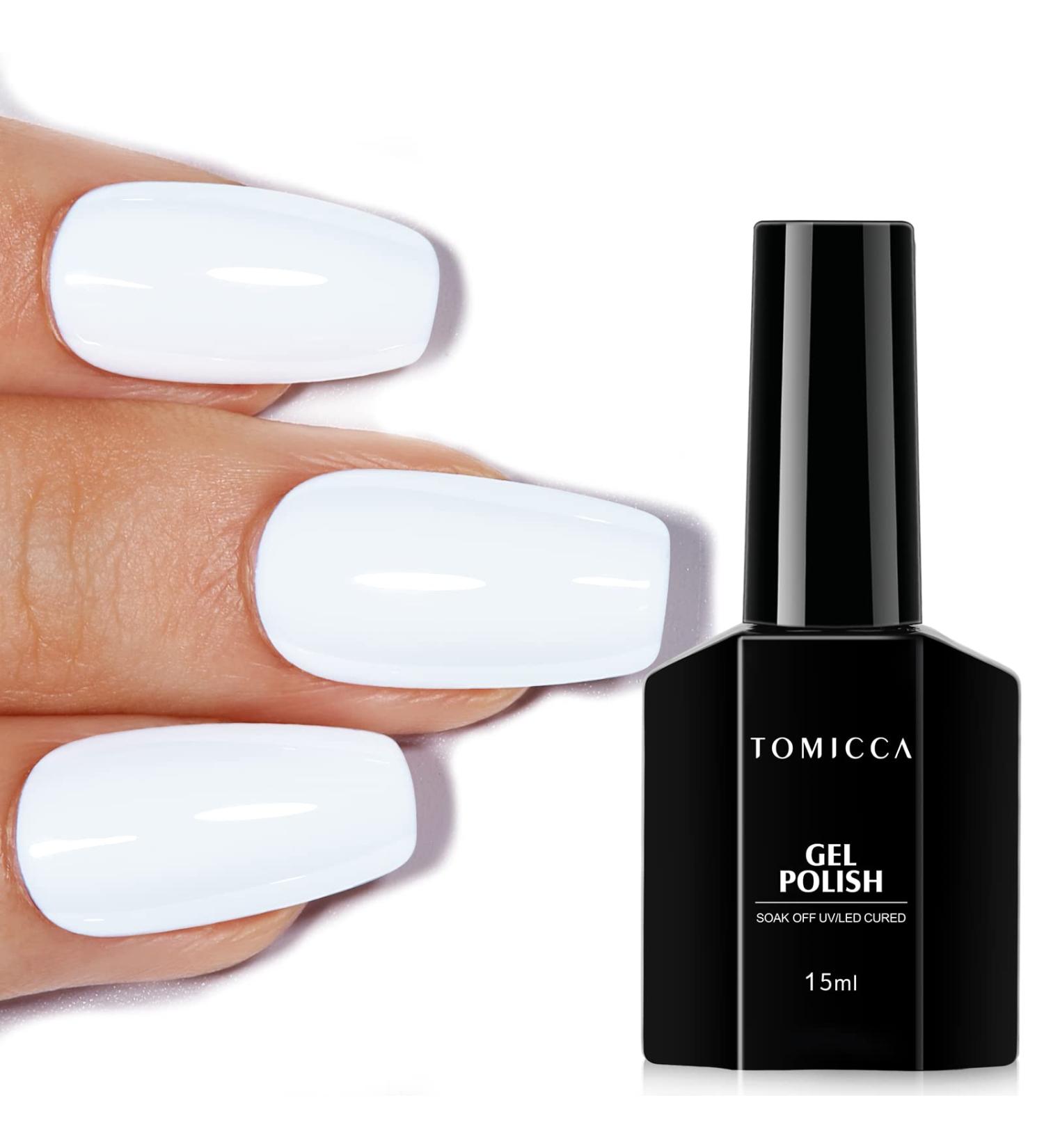 TOMICCA White Gel Polish 15ml - Long Lasting High Gloss Soak Off UV LED French Nail Varnish for Chip Resistant DIY Manicure - Buy Online on GoSupps.com