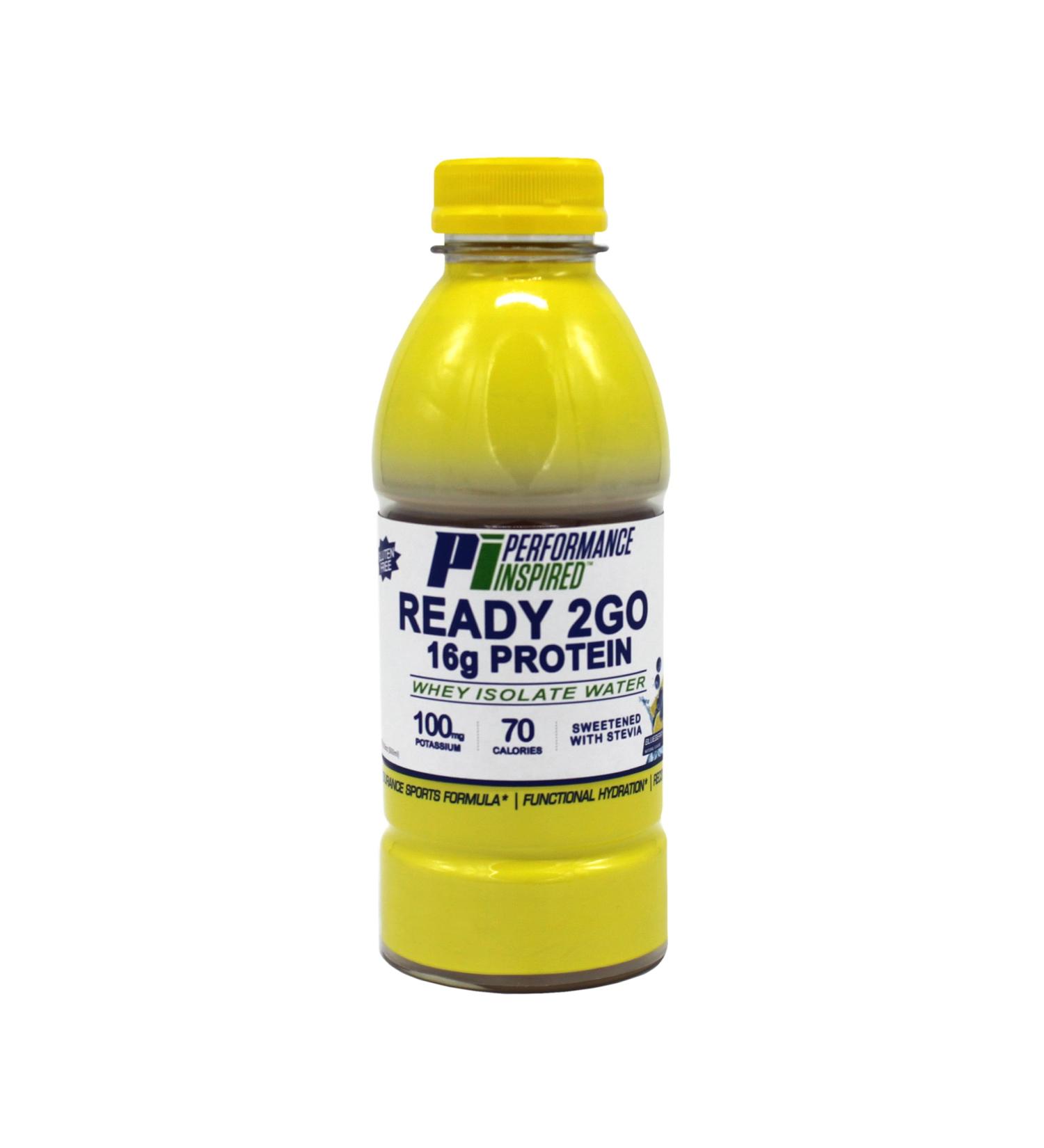 Performance Inspired Nutrition Ready 2Go Protein - Gluten Free - 16.9 fl oz - Protein Water - 6 count case - Blueberry Lemonade - Buy Online on GoSupps.com