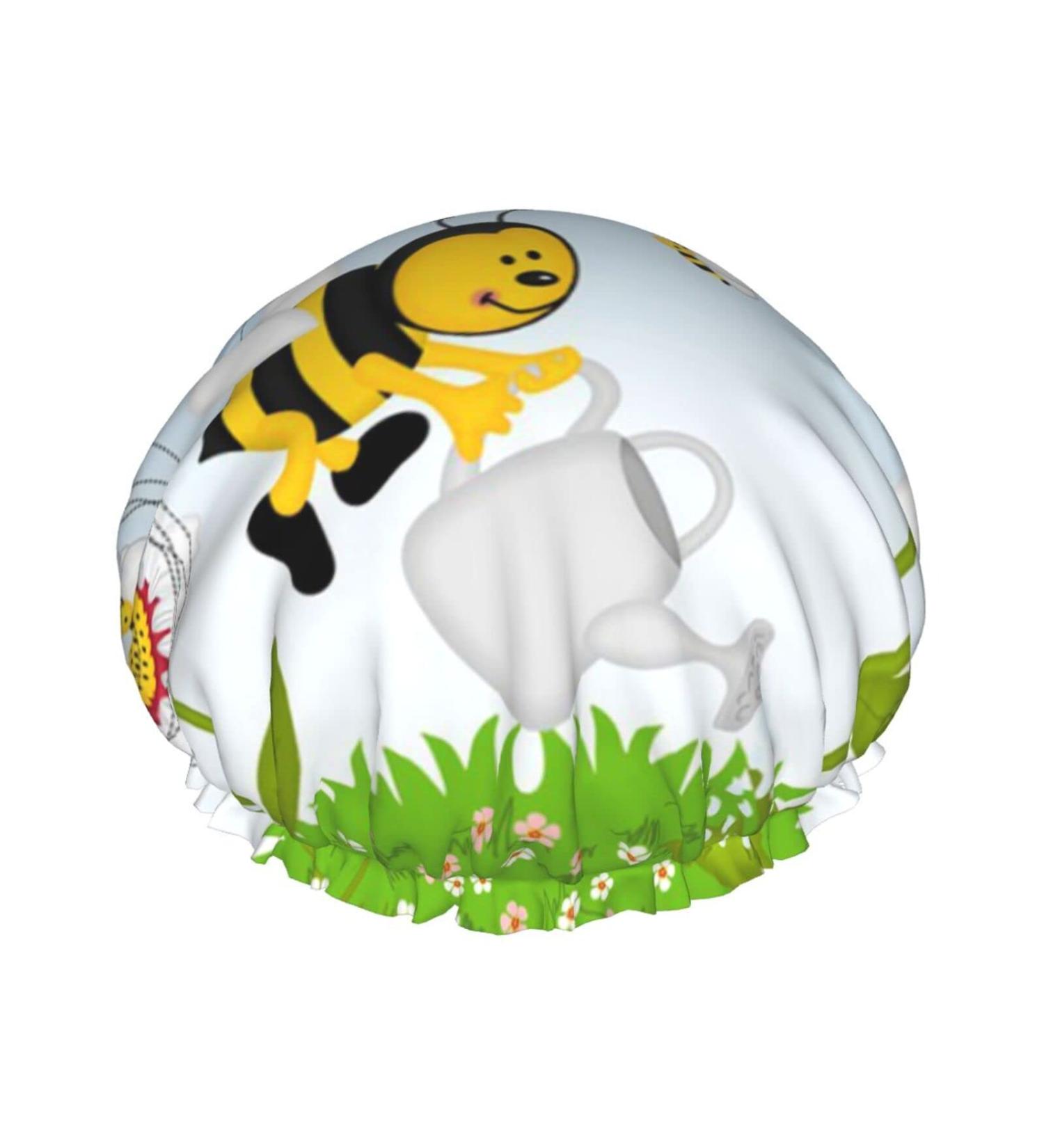 Funny Bees Printed Shower Cap | Waterproof | Fits All Head Sizes & Hair Textures | Women's Bath Cap - Buy Online on GoSupps.com