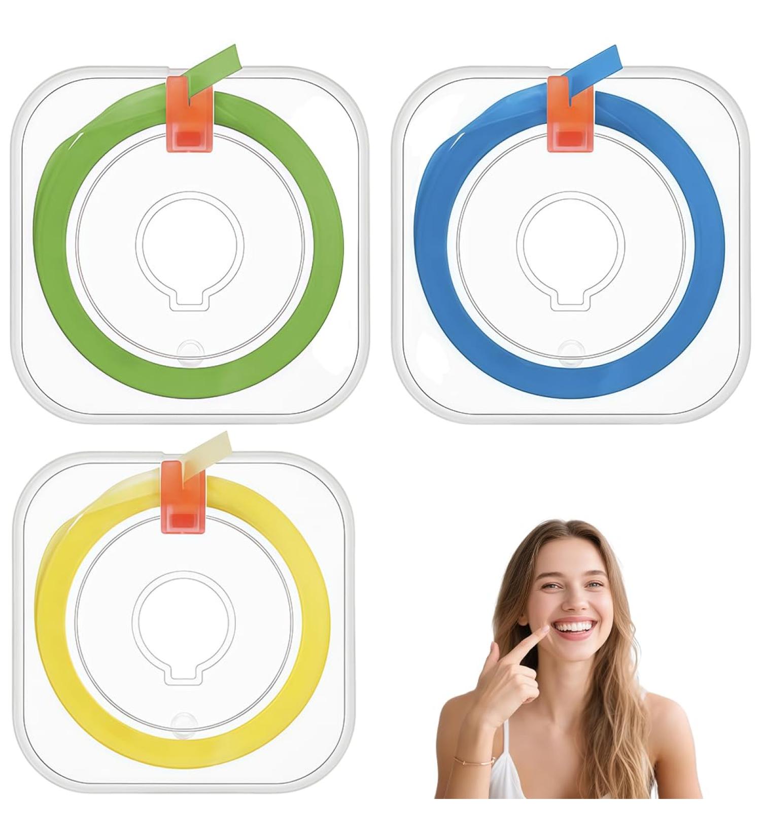 3 Rouleaux de Bandes de Polissage Dentaire pour Espaces Interdentaires Couleurs Jaune Vert Bleu Blanchiment Doux et Nettoyage - Buy Online on GoSupps.com