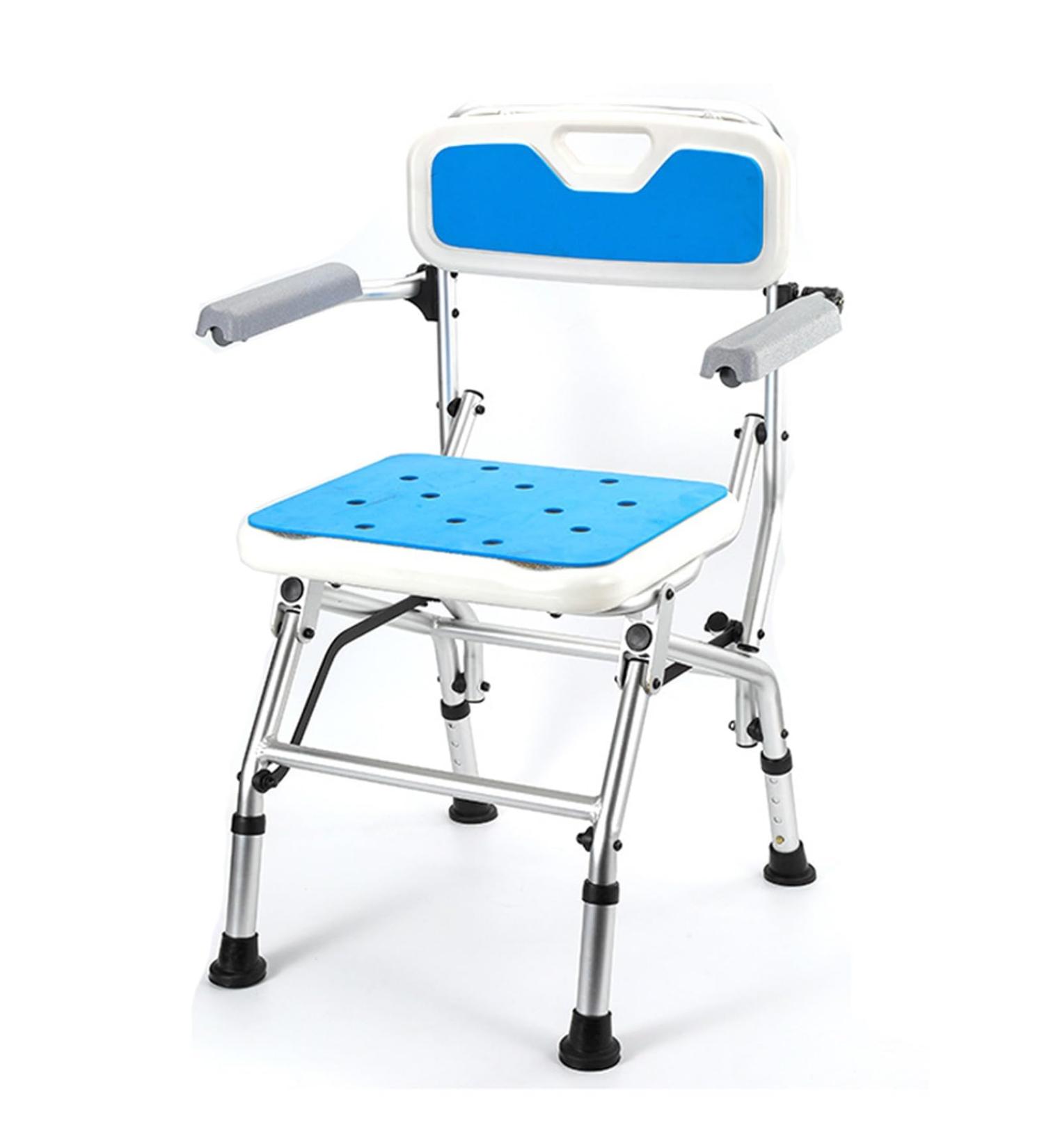 Folding Bathroom Chair Shower Chairs with Arms and Backrest Non-Slip Height Adjustable Shower Stool for Elderly Disabled Pregnant Women and Adults(B) - Buy Online on GoSupps.com