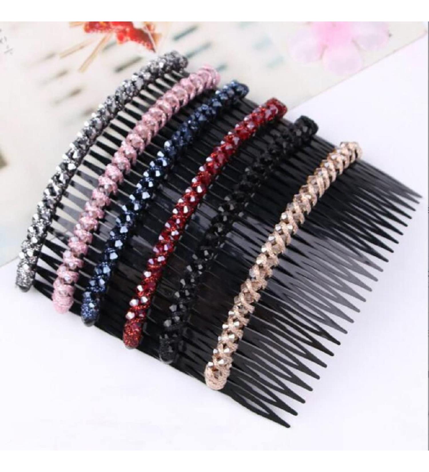 KIMUWHI 6PCS Crystal Beaded Hair Side Comb Set - Women's Black Hair Accessories - Buy Online on GoSupps.com