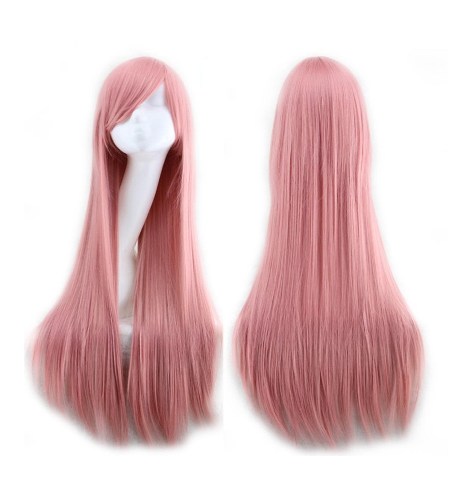 Topwigy Cosplay wig 80 cm smooth hair anime style synthetic fibers ideal for cosplay party pink 1 piece p Pack 240.00 set