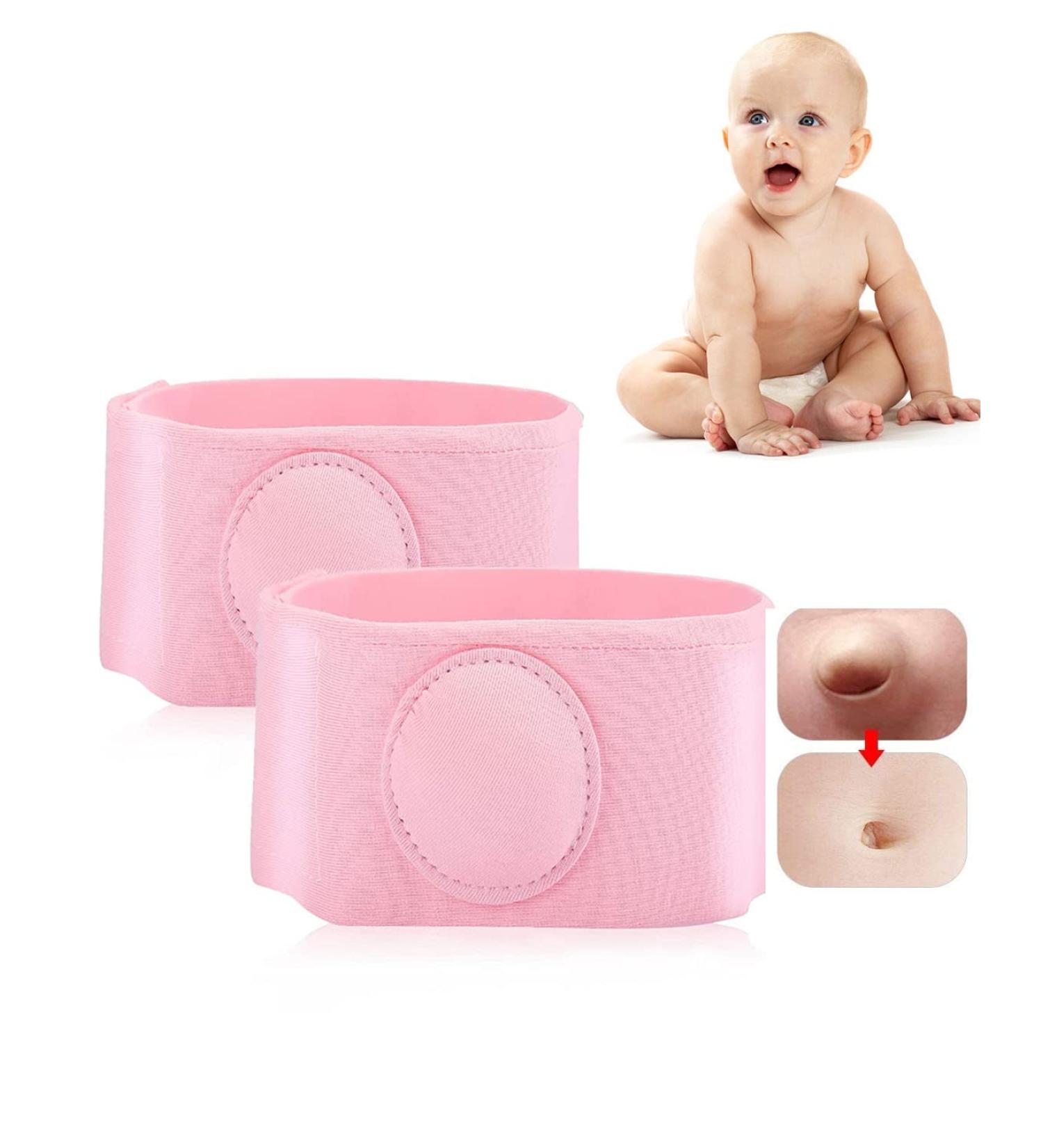 WenTigDY Baby Umbilical Hernia Belt - Pink (2pcs) | Infant Hernia Therapy Treatment for Children - Adjustable Belly Button Support - Buy Online on GoSupps.com