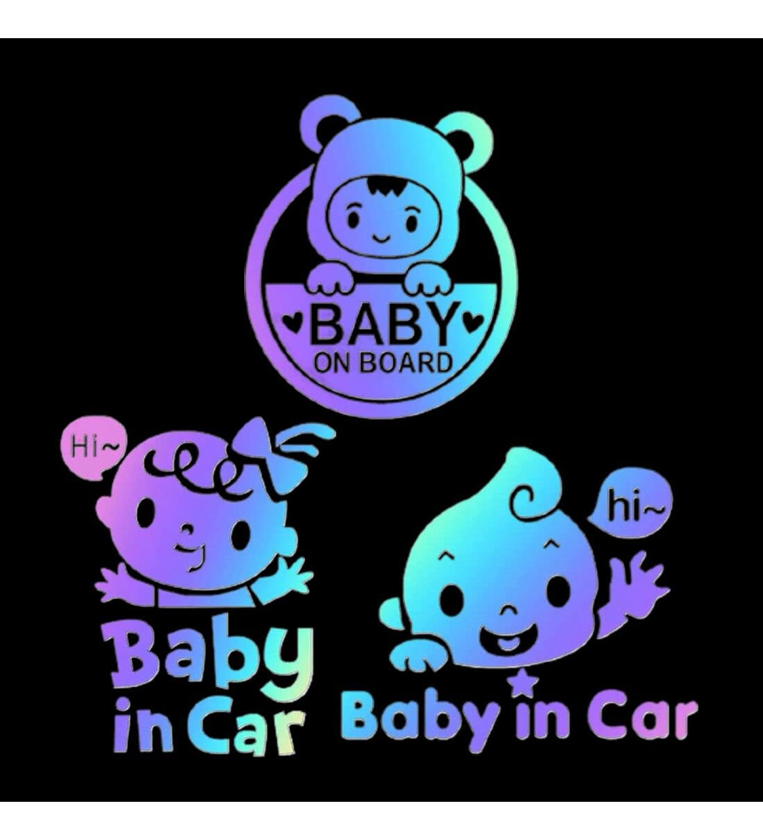 3-Piece Baby On Board Reflective Car Sticker - UV & Weatherproof Waterproof Baby In Car Safety Decals - Buy Online on GoSupps.com