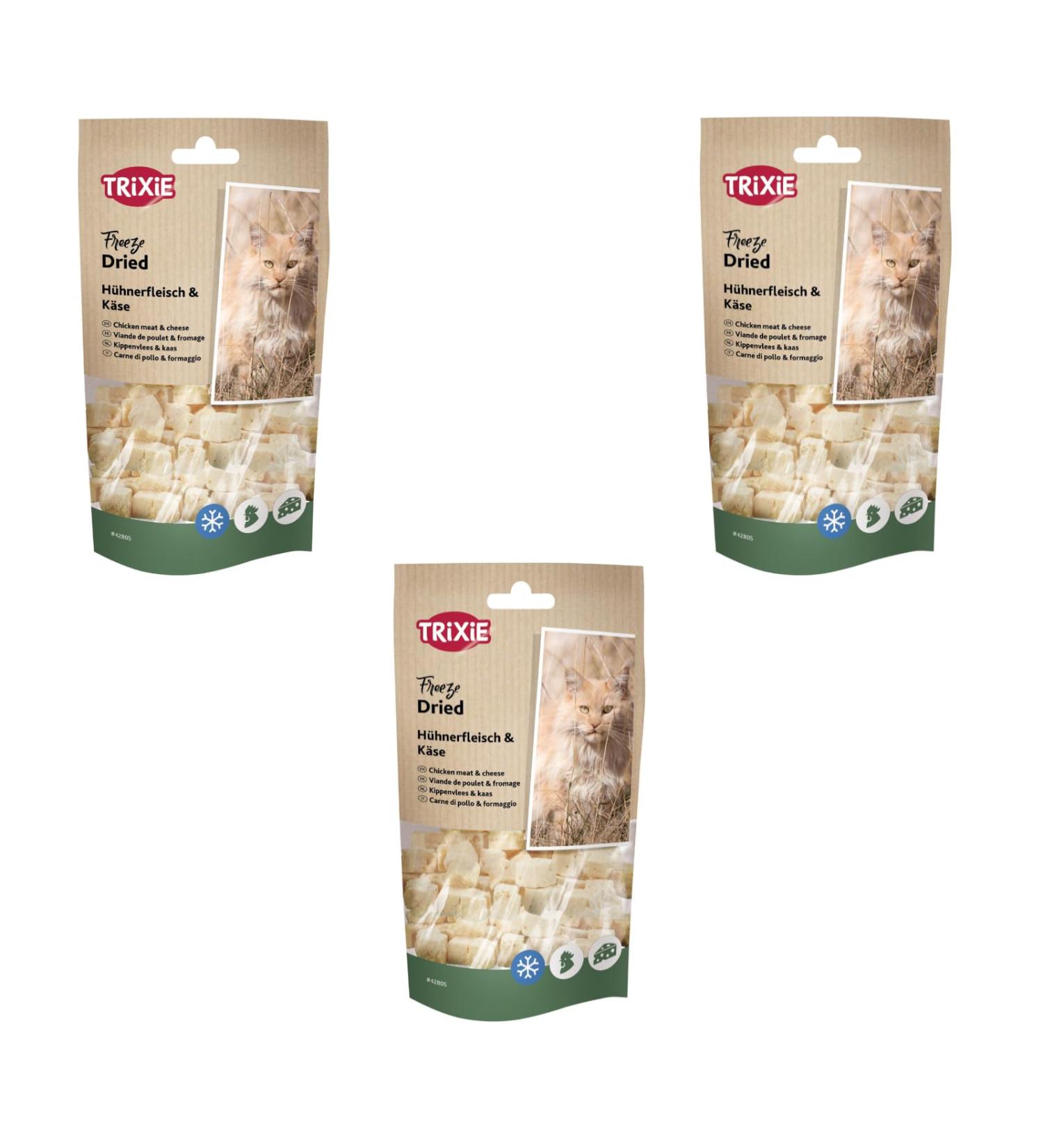 Trixie Freeze Dried Chicken & Cheese | Pack of 3 | 3 x 25g | Complementary Food for Cats | Freeze-Dried Snack | Suitable for - Buy Online on GoSupps.com