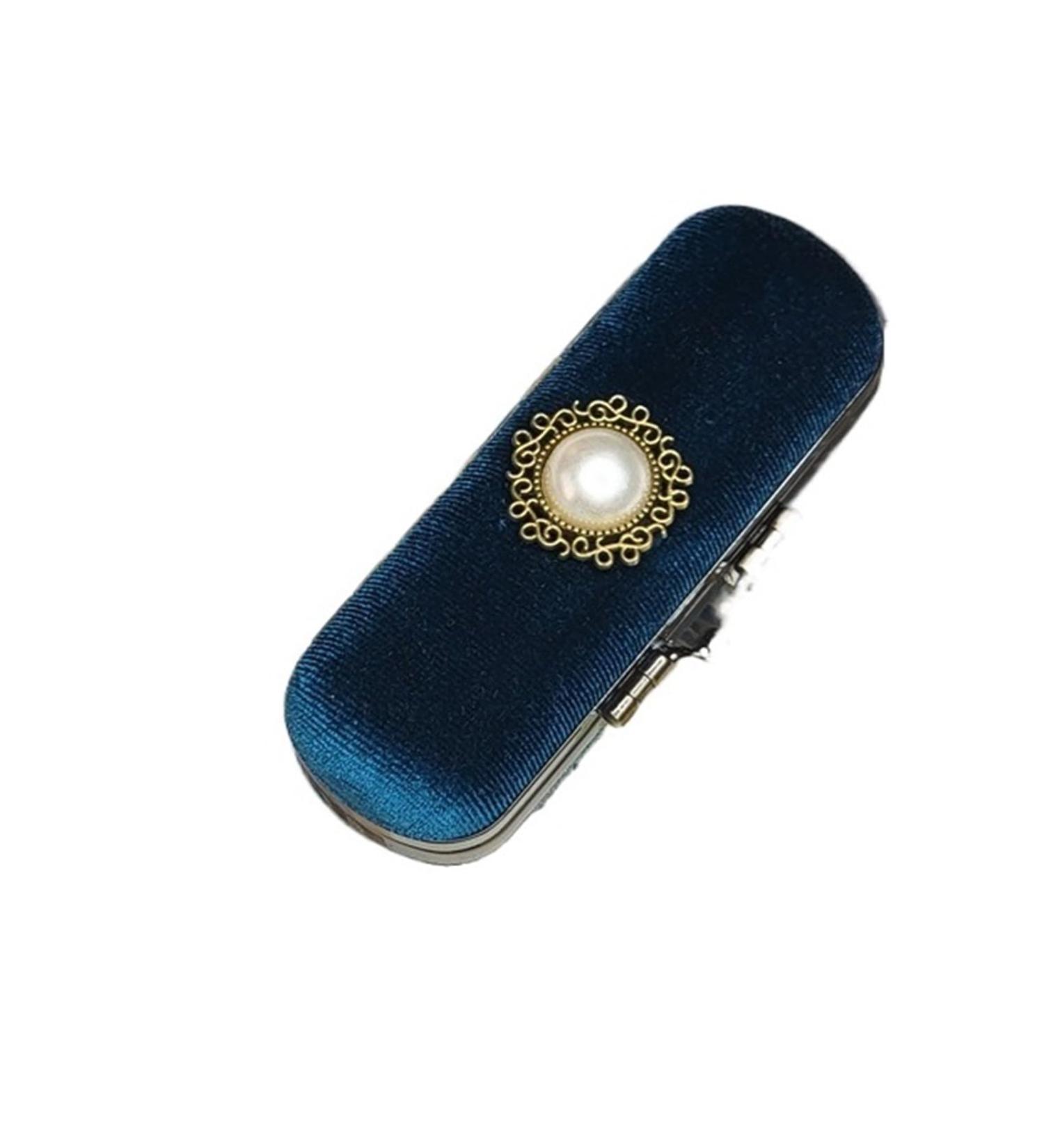 AOEGBY Lipstick Case Portable Exquisite Velvet Lipstick Organizer Vintage Copper Beads Protect Lipstick Jewelry(Deep Blue) - Buy Online on GoSupps.com