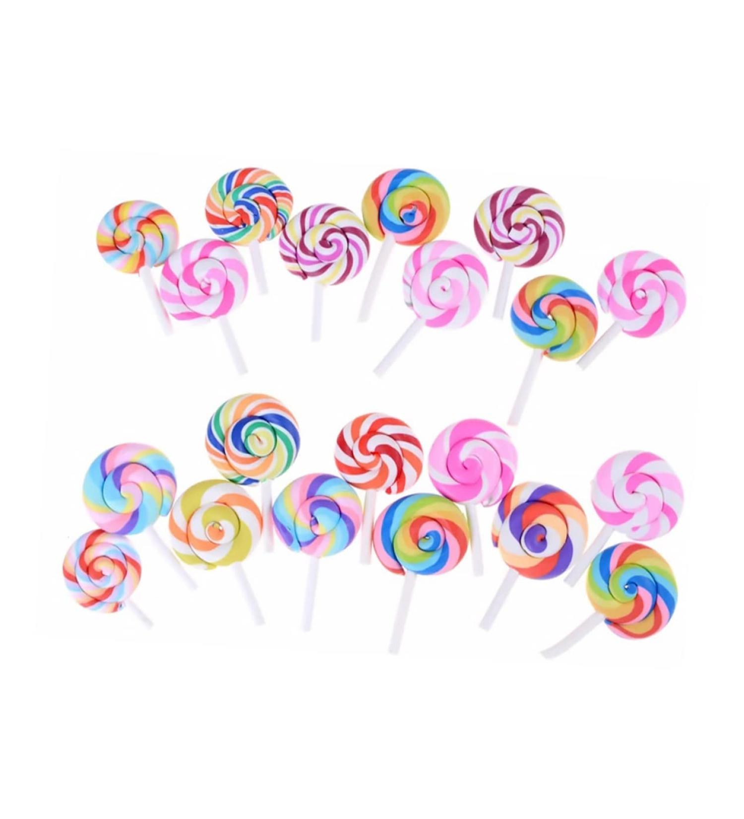FUNOMOCYA Pack of 20 Rainbow Swirl Lollipops Candy Decorations Random Style - Buy Online on GoSupps.com