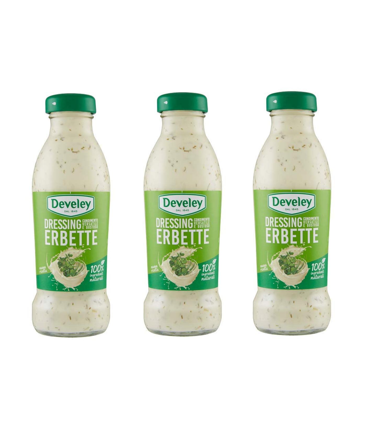 3x Develey Dressing Erbette herb sauce herb sauce table sauce 100 natural ingredients glutenfree glass bottle 230 ml