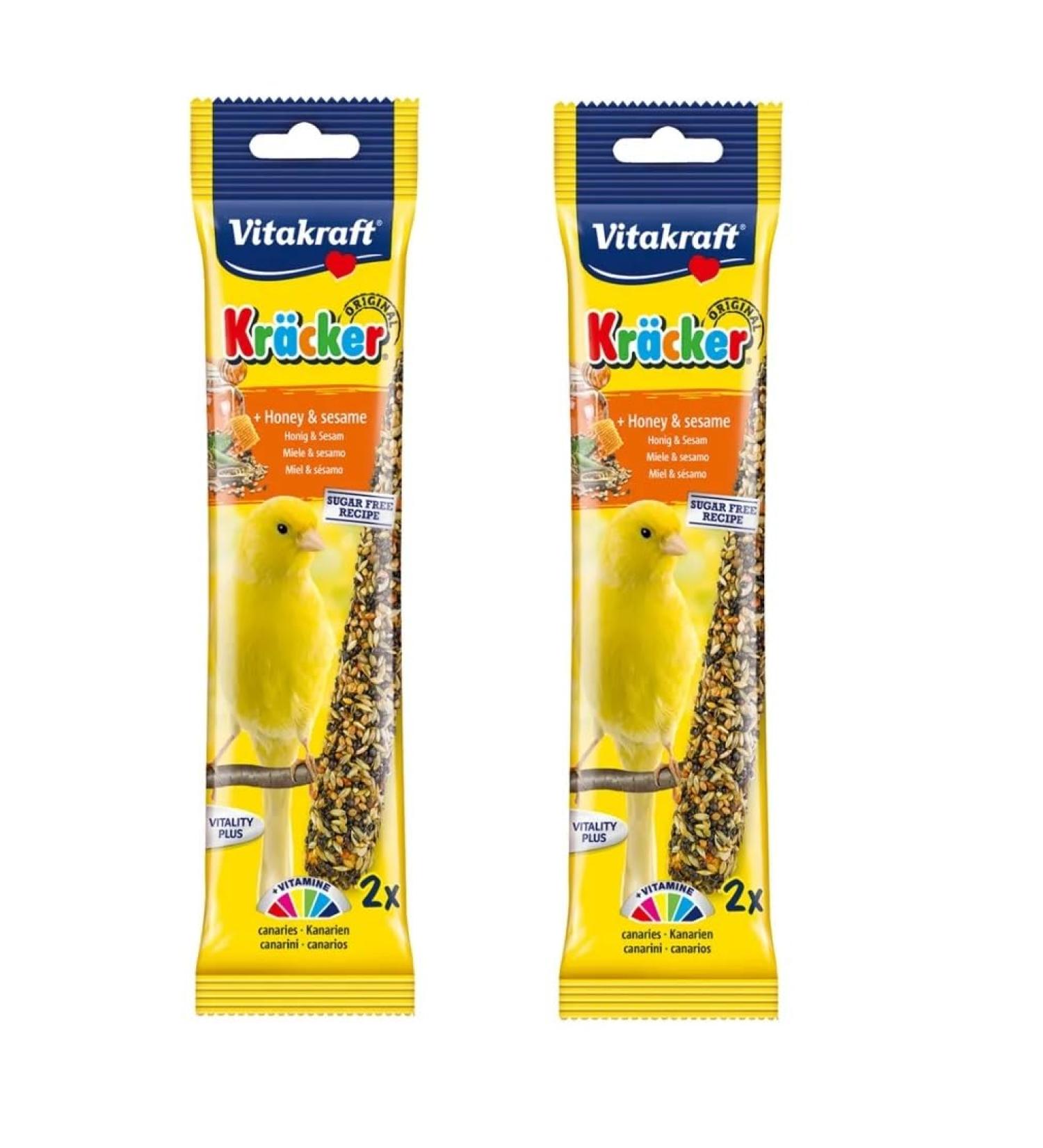 x2 VITAKRAFT Canary Honey & Sesame Sticks 2pk Boredom Breaker Treat Kracker
