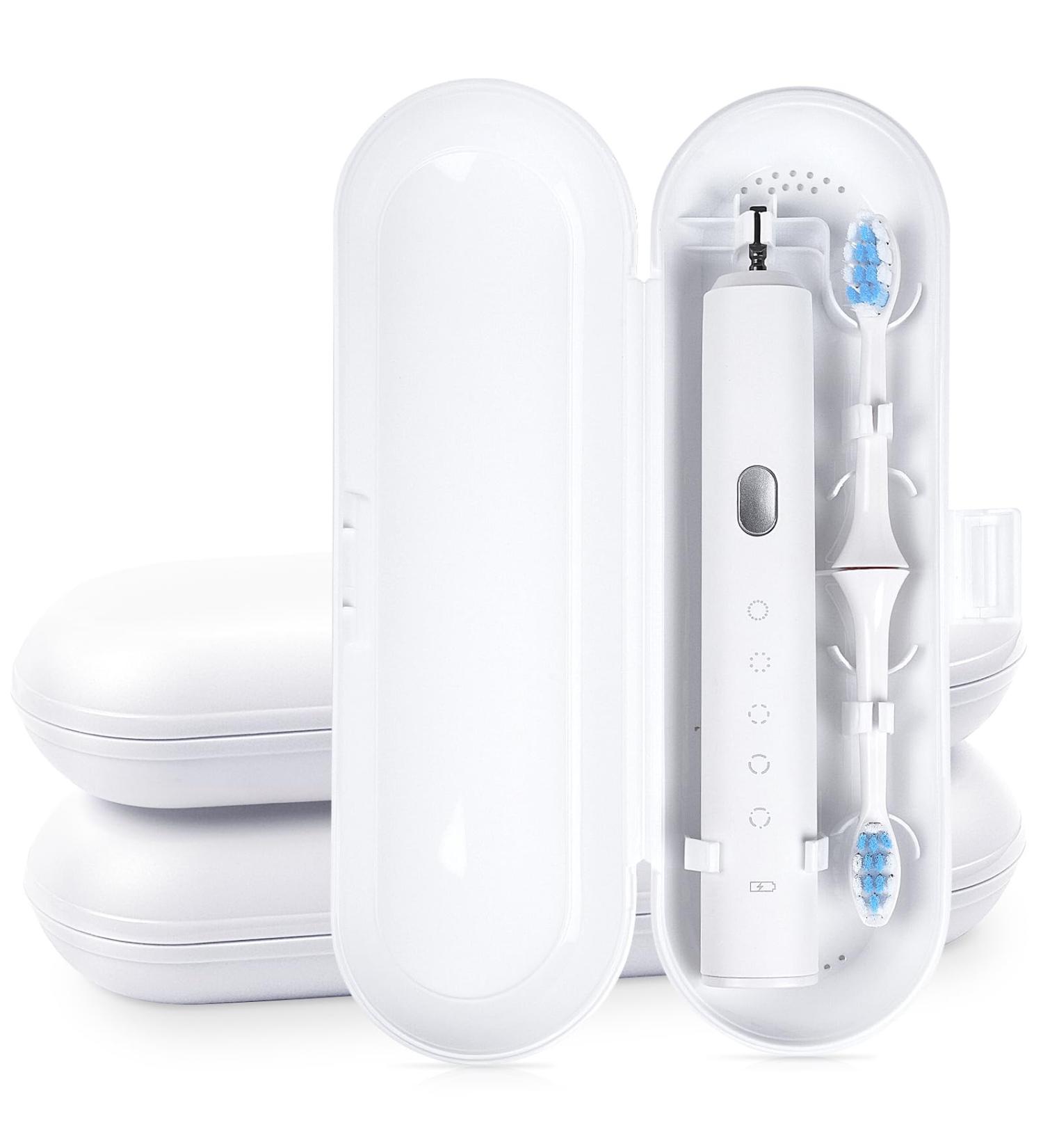Uraqt Travel Protective Cover & Replacement Brush Heads for Oral-B & Philips - 3 Piece White Smooth Case - Buy Online on GoSupps.com