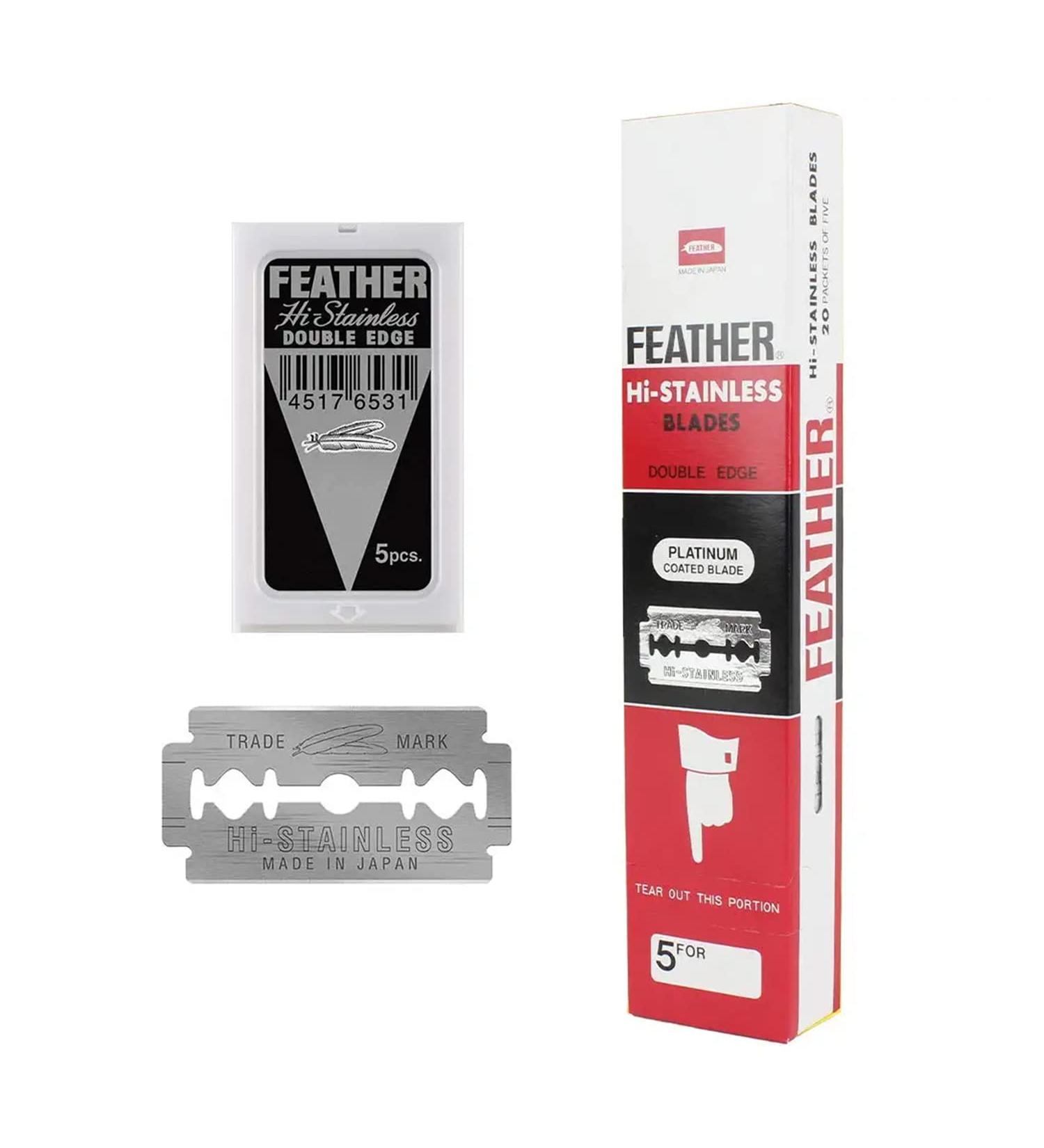 Feather Double Edge Safety Razor Blades - 100 Count, 10 Packs of 10 Blades - Buy Online on GoSupps.com