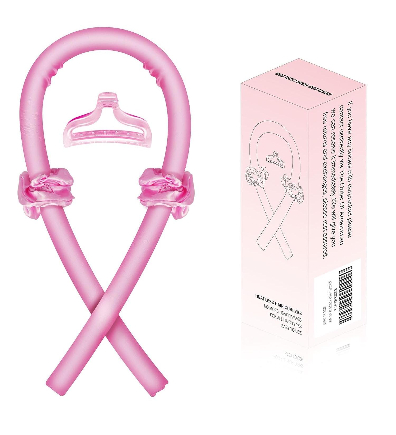 Satin Heatless Hair Curler Hair Rollers for Heatless Curls with Hair Claw Clip Soft Rubber Heatless Curling Rod Headband Heatless Curling Set for Sleep in Overnight (Pink) - Buy Online on GoSupps.com