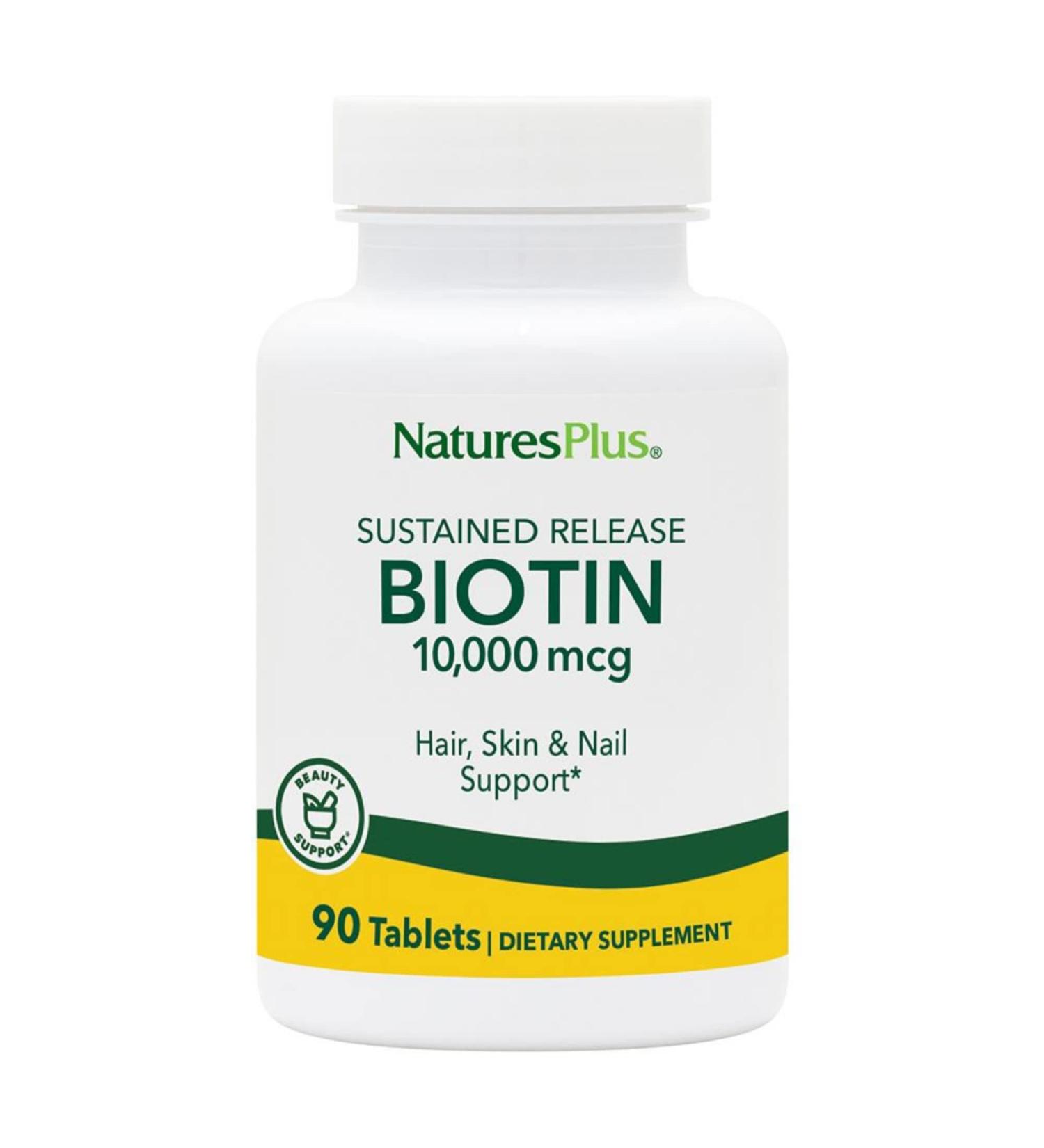 Nature's Plus Biotin Sustained Release 90 Tablets - Supports Hair, Skin & Nail Health - Buy Online on GoSupps.com