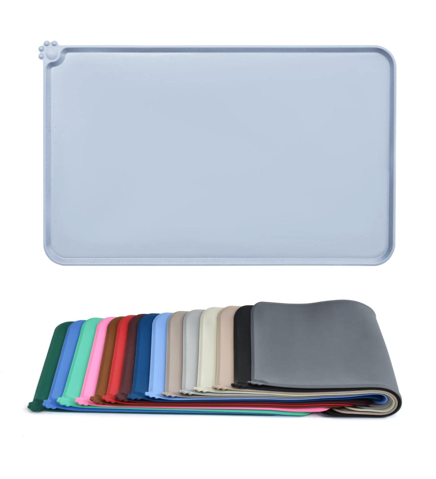 Audwud Silicone Waterproof Pet Feeding Mat - Anti-Slip Dog & Cat Bowl Mat 53x38 cm Ice Blue - Buy Online on GoSupps.com