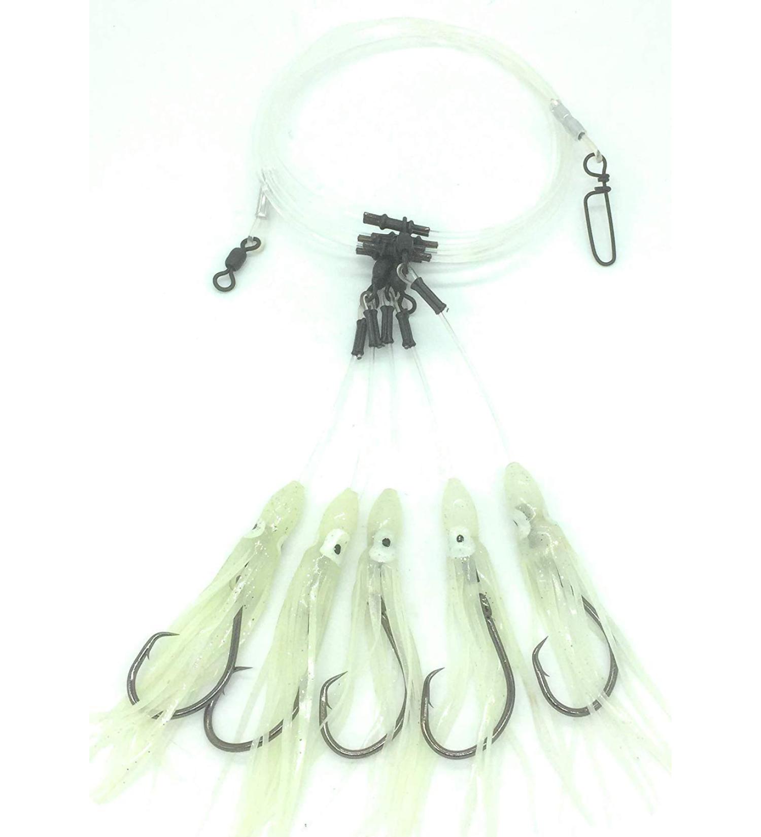 Glow Squid Deep Drop Tilefish Rig - 5 Hook Bottom Fishing Rig for Tilefish, Grouper, and Snapper - Buy Online on GoSupps.com