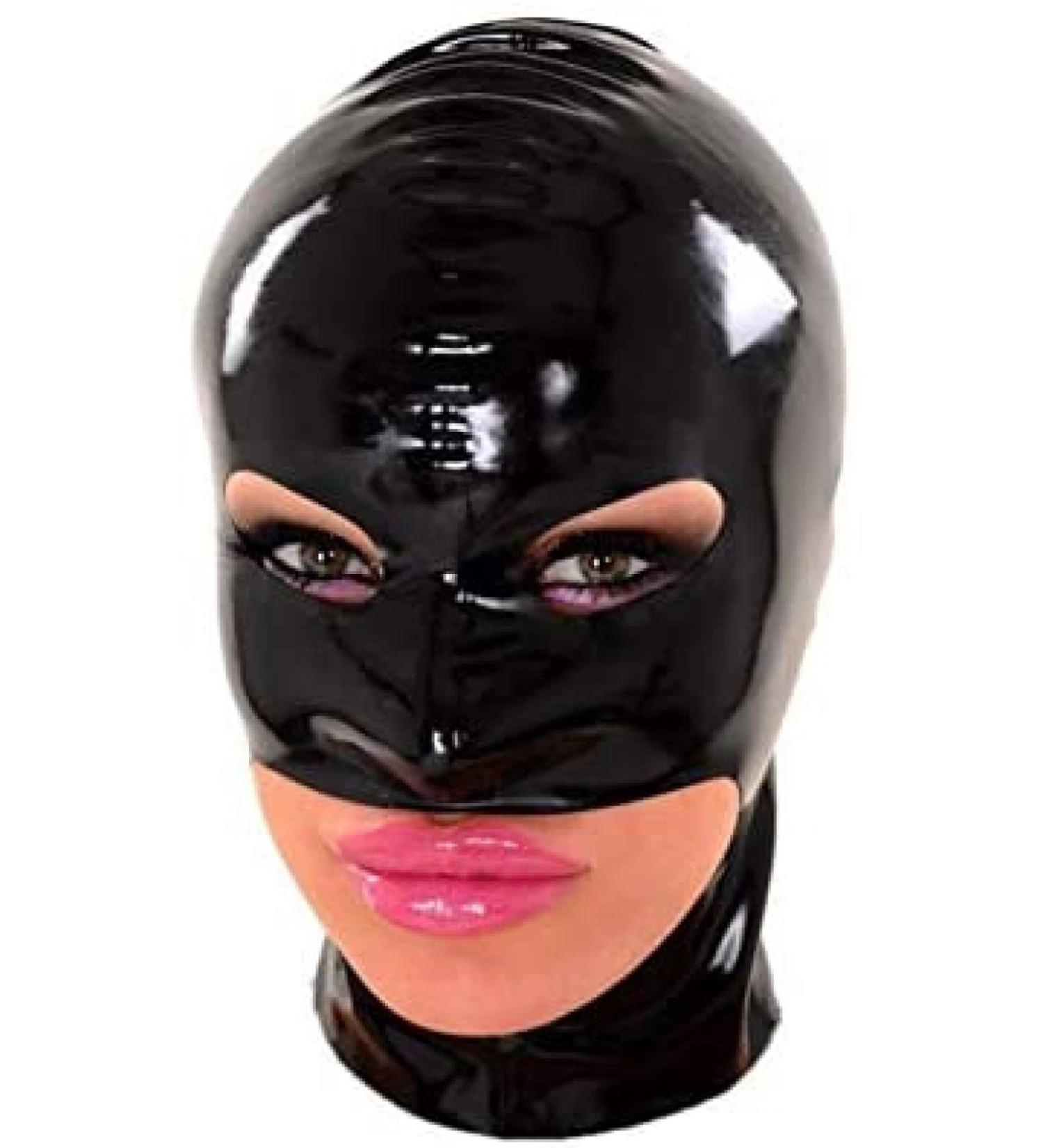 Shop Large Black Latex Hood with Eye Nose & Jaw Holes - International Shipping Available - Buy Online on GoSupps.com