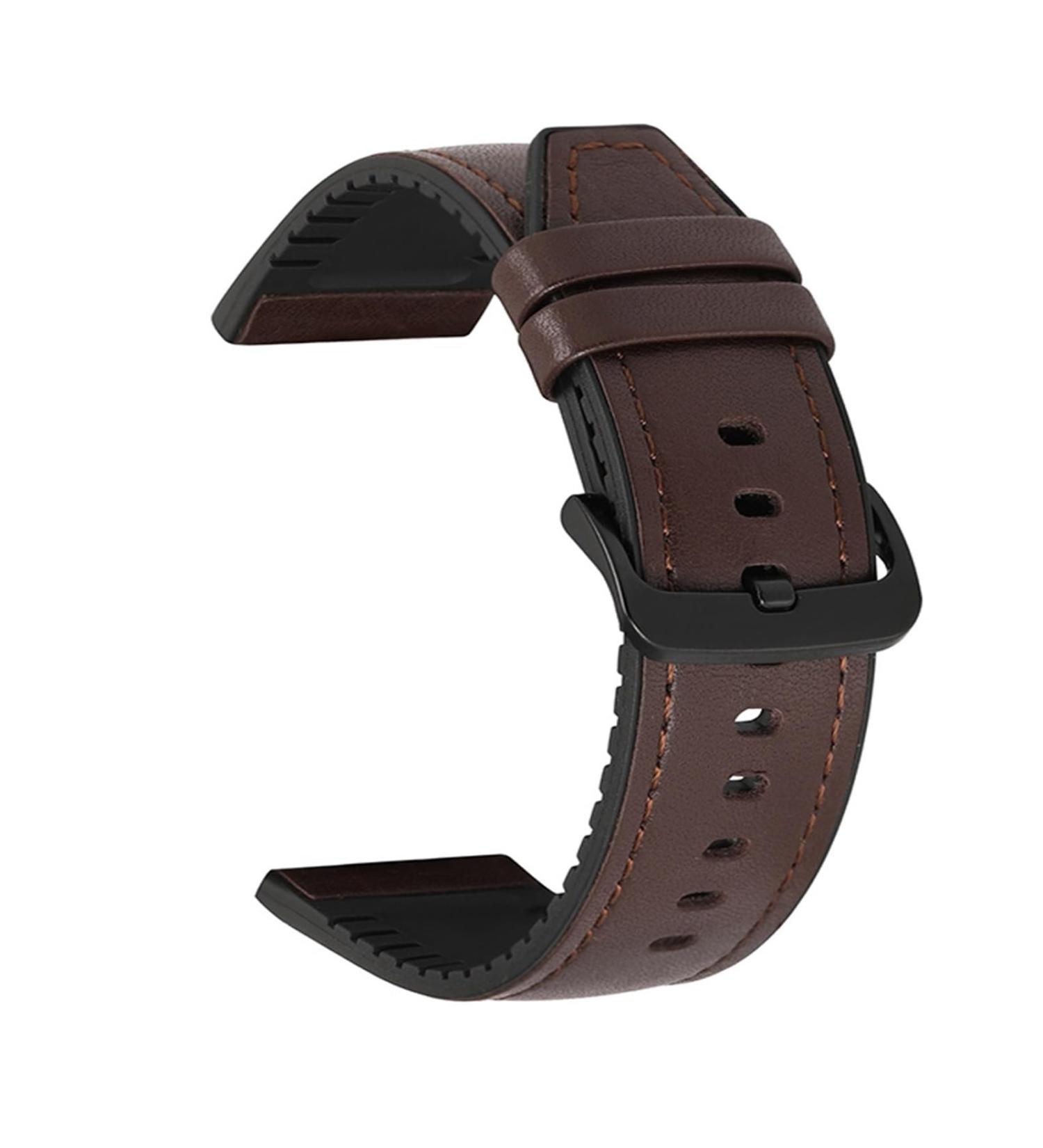 LOTOAK Leather Silicone Bracelet Compatible With Amazfit GTR 47mm Wrist Strap Compatible With Xiaomi Amazfit Pace/Stratos 1 2 3 / GTR2 / GTR 2e Watchband For GTR2 Coffee bk - Buy Online on GoSupps.com