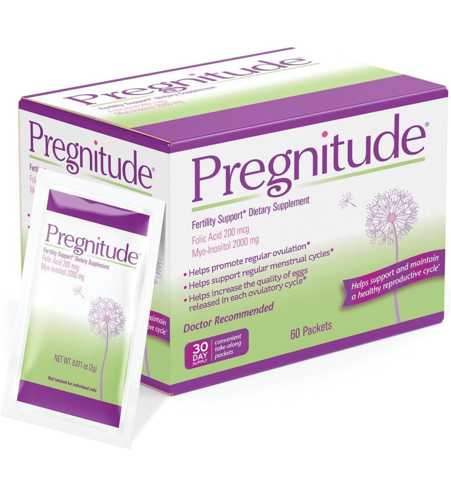 Pregnitude Reproductive Fertility Support - Promotes Regular Ovulation & Menstrual Cycles - 30 Day Supply (60 Servings) - Buy Online on GoSupps.com