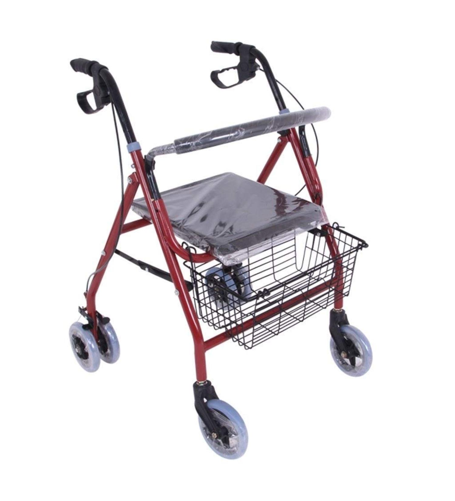 Walker Elderly Travel Cart Portable Folding Shopping Cart Seat Can Take Four Rounds to Buy Food Cart Step Can Push Small Cart Gift Decoration - Buy Online on GoSupps.com