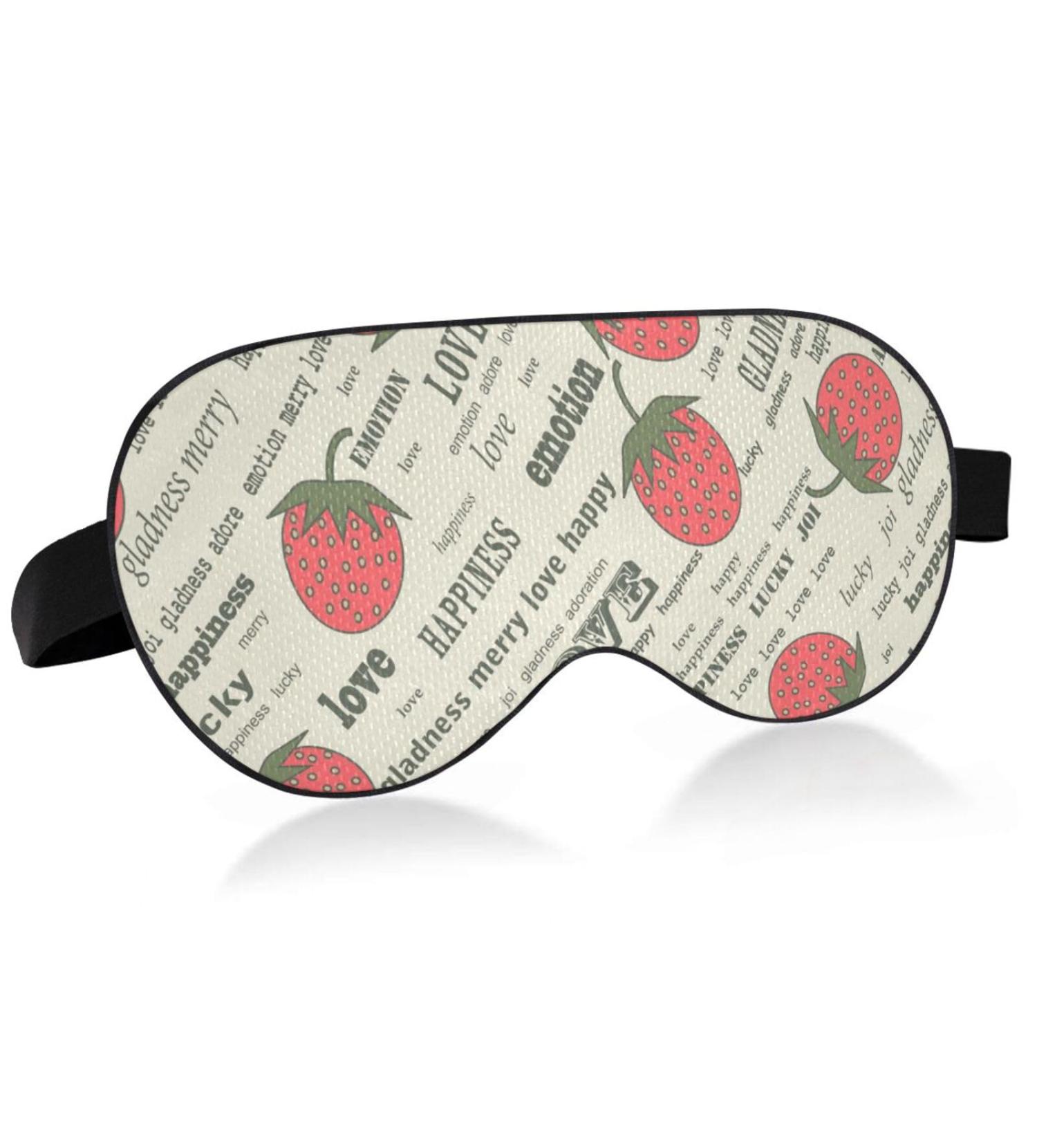 Haskirky Light Blocking Eye Mask for Deep Sleep | Breathable & Adjustable for Men and Women | Perfect for Travel, Meditation, Yoga | Retro Strawberry Design - Buy Online on GoSupps.com