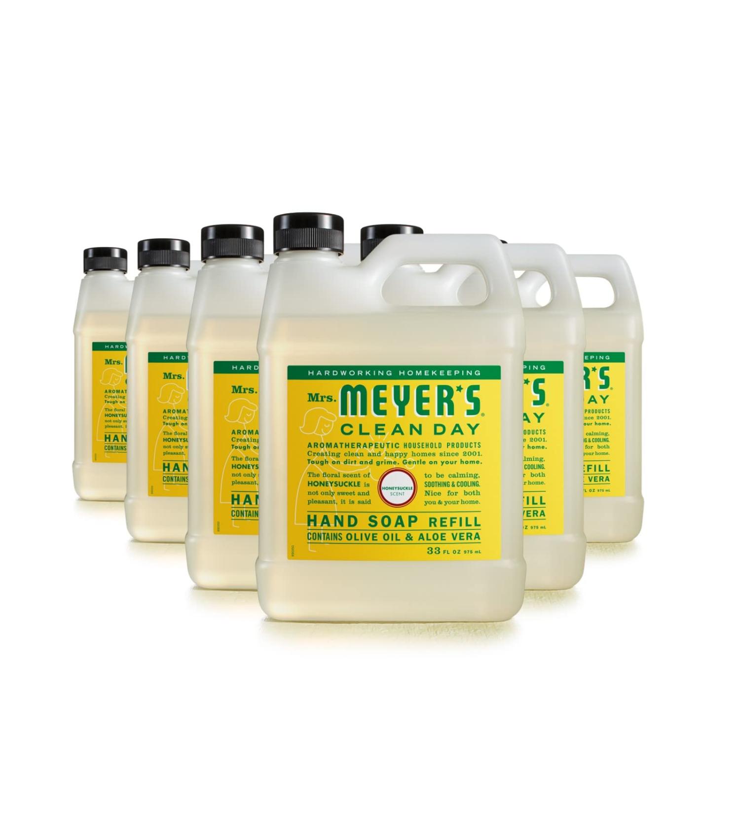 Mrs. Meyer's Honeysuckle Hand Soap Refill 33 fl. oz - Pack of 6 | Biodegradable Formula with Essential Oils - Buy Online on GoSupps.com