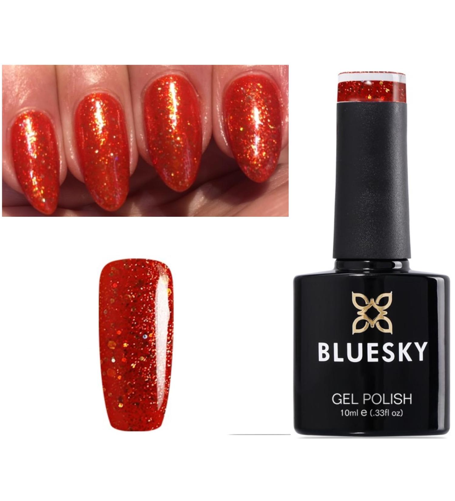 Bluesky GEL NAIL POLISH Orange Burnt Orange Gold Multi Fine Glitter Sparkle VIP15 Nail UV LED Soak Off 10ml (Requires LED/UV Lamp to Dry) - Buy Online on GoSupps.com