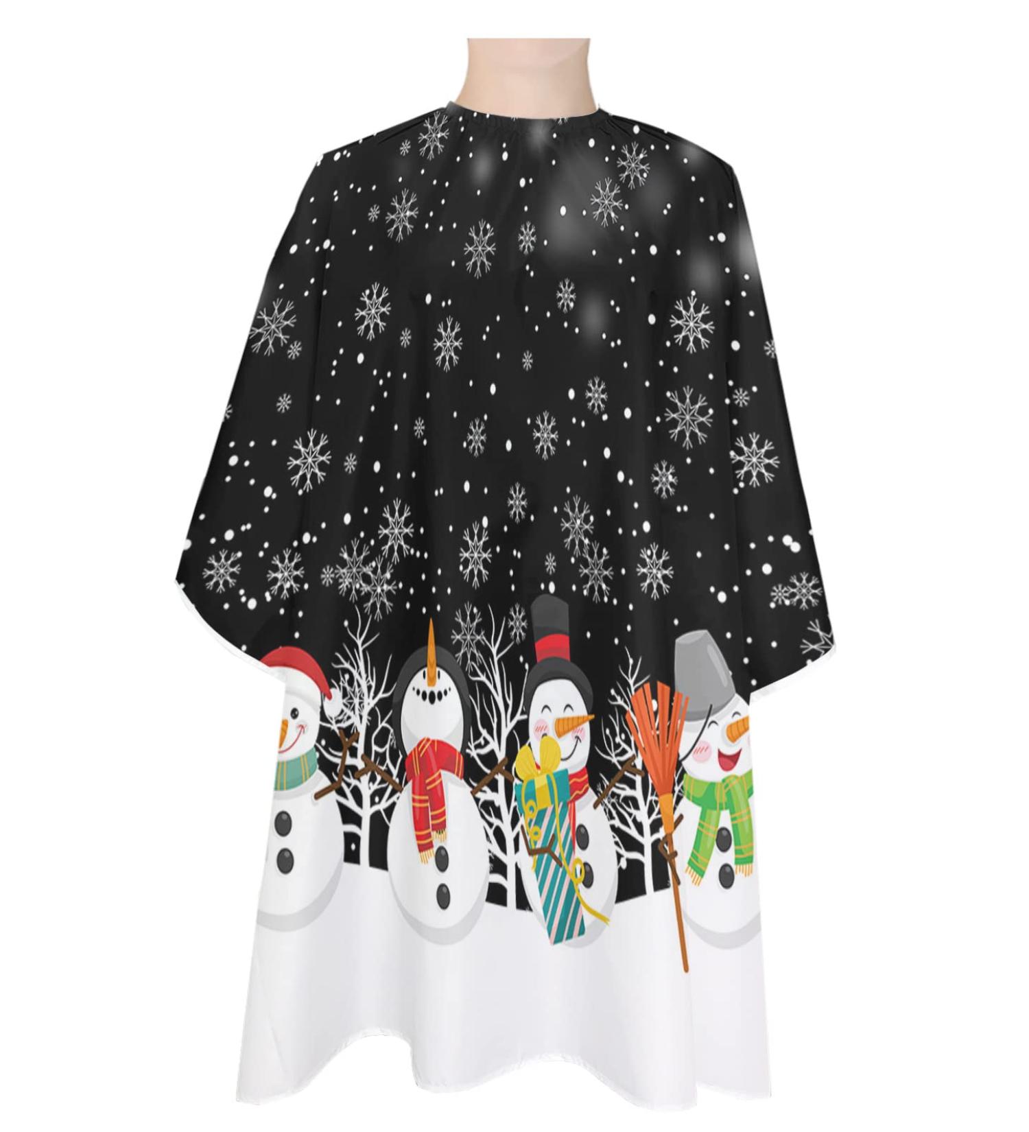 Black Snowman Barber Cape - Adjustable Hair Cutting Cape for Men Women & Kids | Christmas Snowflake Design - Salon Essentials - Buy Online on GoSupps.com