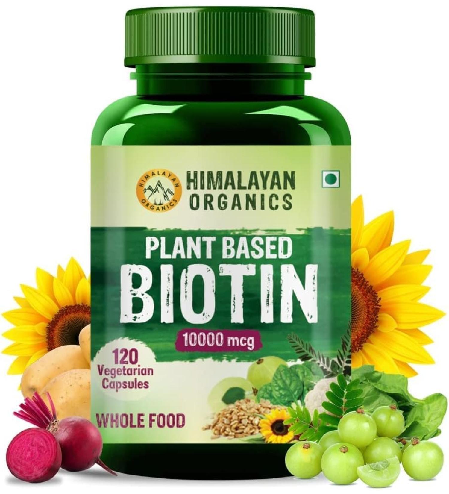 Plant Based Biotin 10000mcg (120 Veg Capsules) Total Body Care 100% Herbal with NO Known Side Effects - by pharmacylife - Buy Online on GoSupps.com
