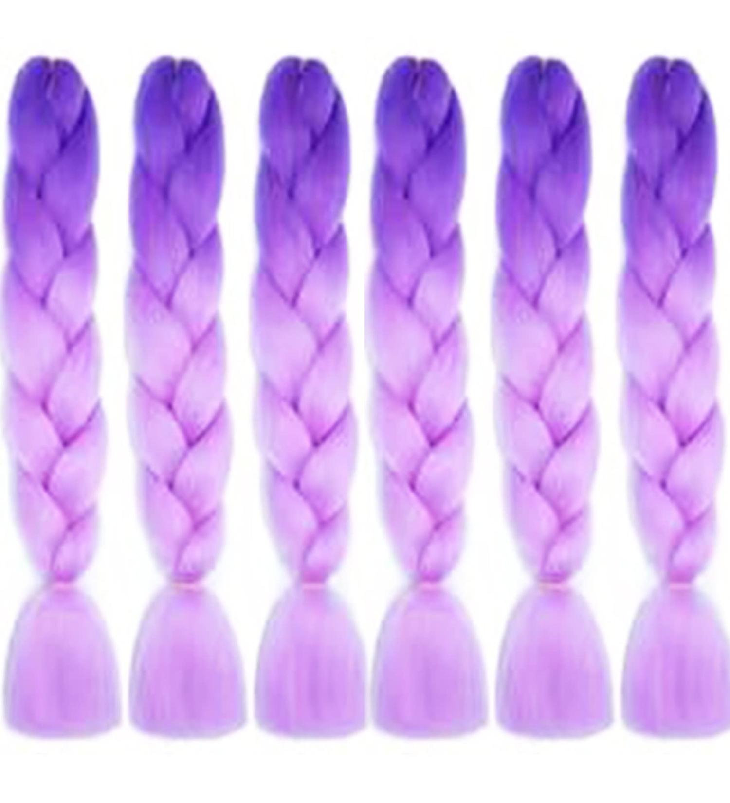 LDMY Ombre Purple Braiding Hair - 6PC Jumbo Braids Extensions | Synthetic Kanekalon Hair for Women - Dark Purple to Light Purple | 36 Inch 100g/PC - Buy Online on GoSupps.com