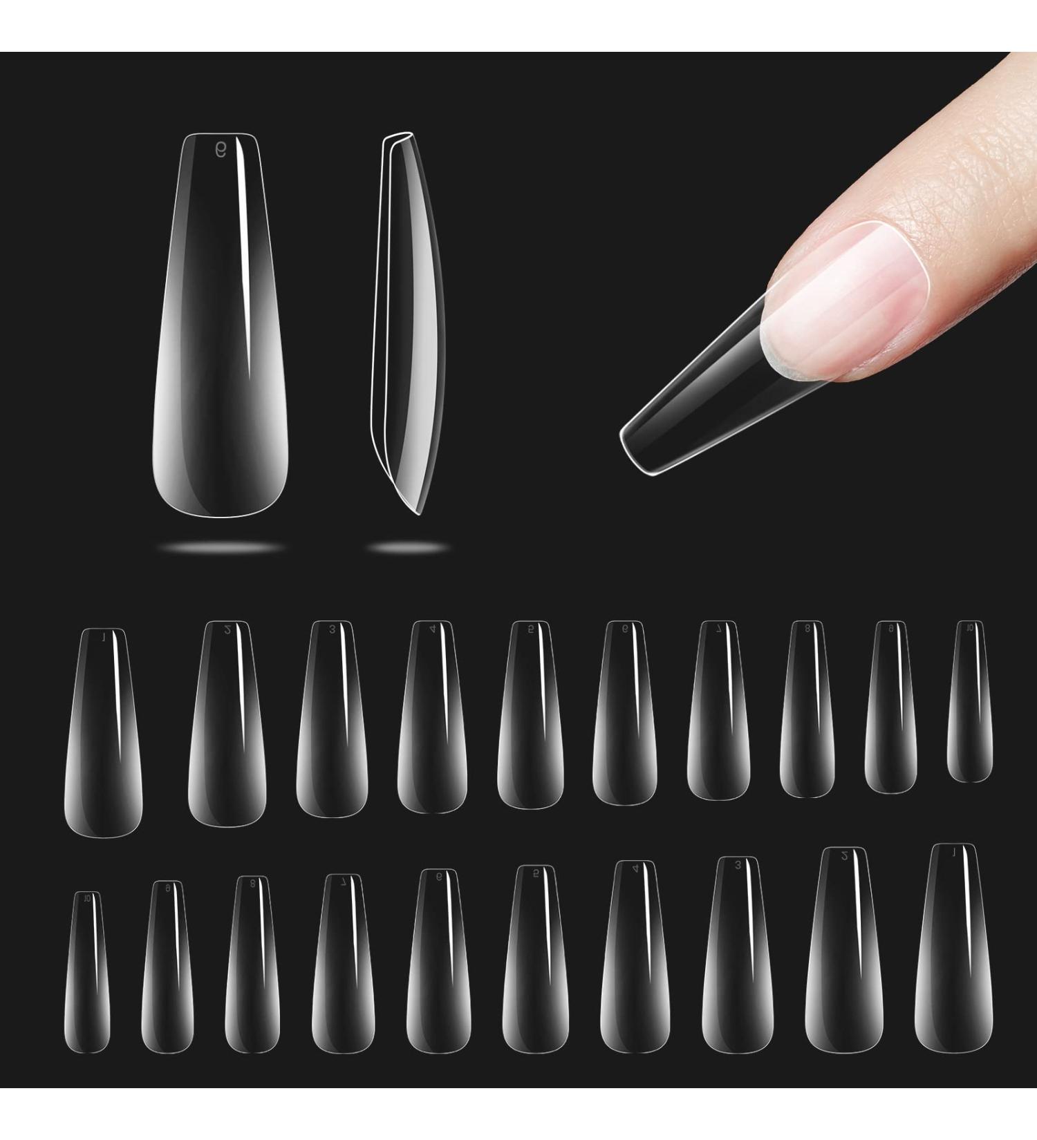 Beetles Gel Tips Refill Pack 200pcs Coffin Long Shape | Clear Pre-shaped Full Cover False Nails | Easy Nail Extensions for Acrylic & Press On | Fast DIY Nail Art with UV LED Lamp - Buy Online on GoSupps.com