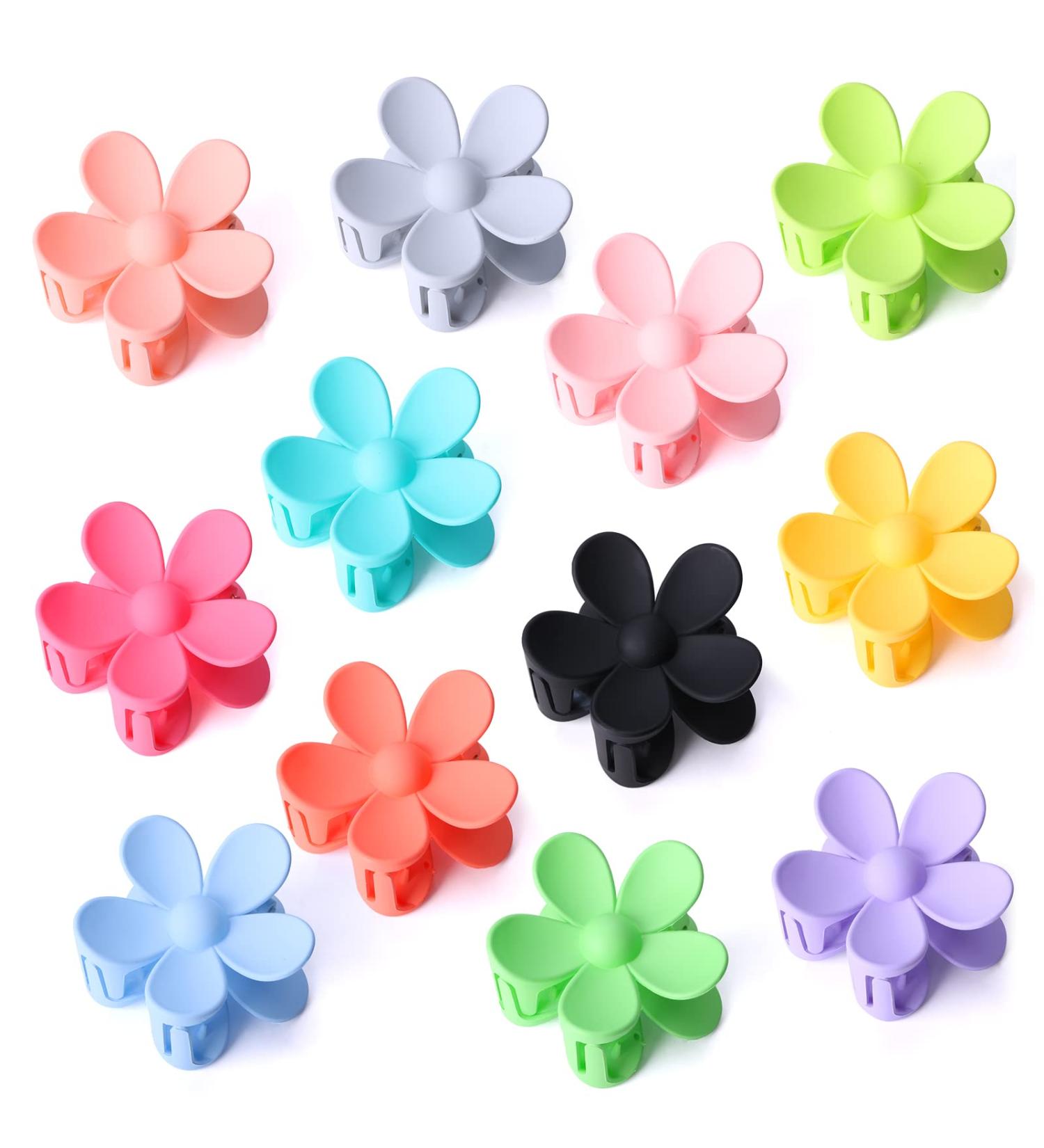 AYBLOOM 12 PCS Flower Hair Claw Clips for Women Girls - Matte Hair Jaw Clips with Strong Hold - Large Daisy Hair Accessories in Rose Red, Deep Yellow, Orange, Pink, Flesh Pink, Light - Buy Online on GoSupps.com