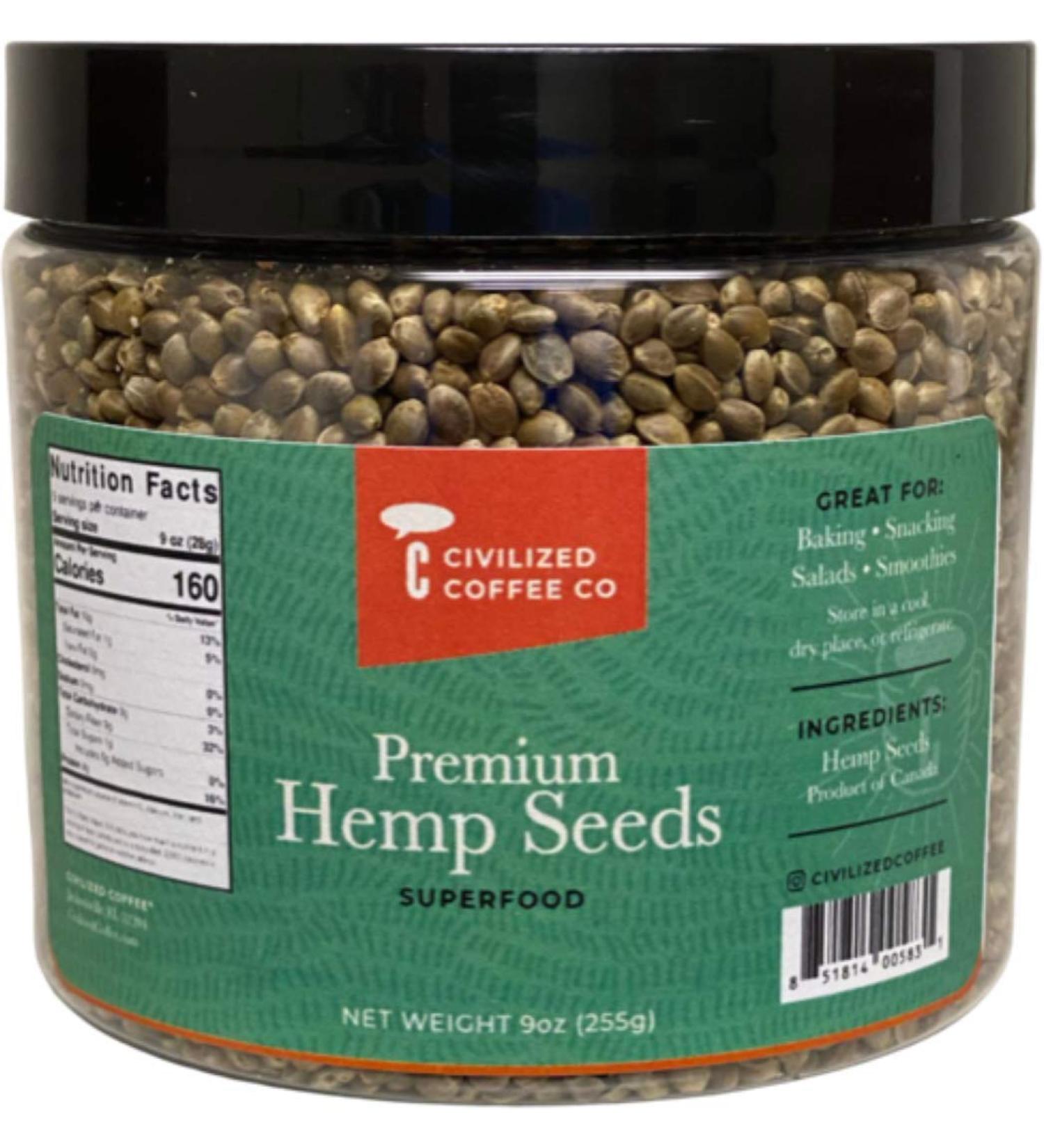 Civilized Coffee Hemp Seeds Whole Superfood for Snacking & Baking Gluten-Free  Jar (9 oz) 9 Ounce (Pack of 1) - Buy Online on GoSupps.com