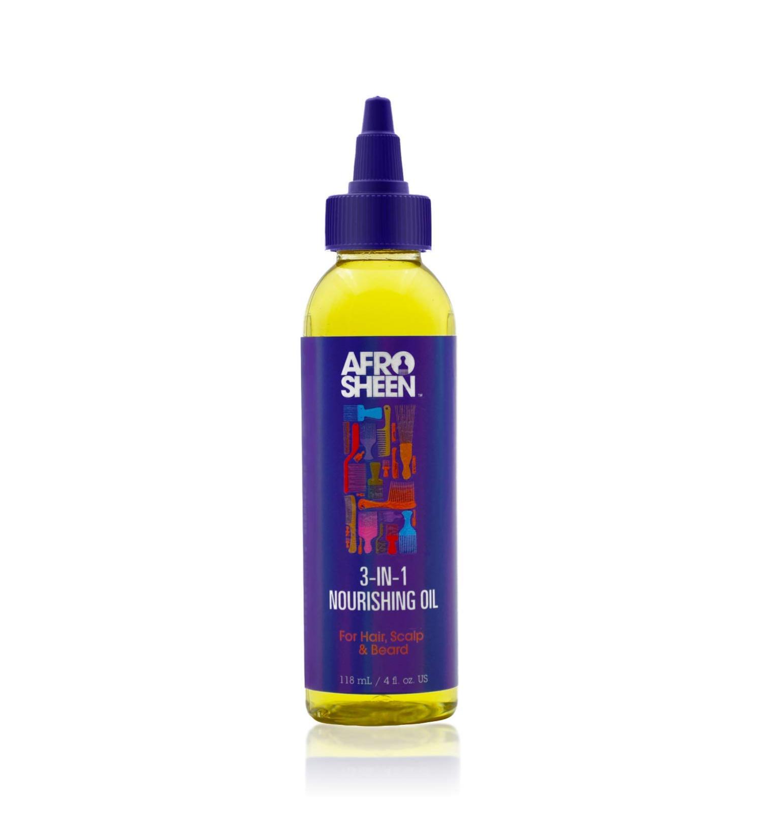 Afro Sheen 3-In-1 Nourishing Oil for Hair, Scalp & Beard - 4 oz (Pack of 1) - Buy Online on GoSupps.com