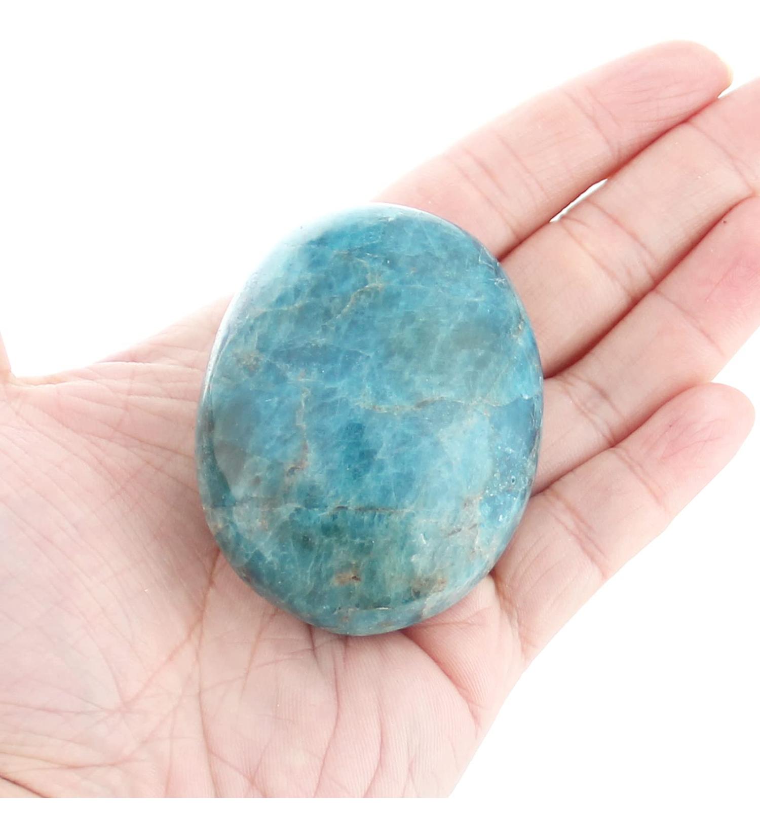 Buy Blue Apatite Hand Flatterer - Natural Smooth Crystal Stone for Healing | 1 Piece - Buy Online on GoSupps.com