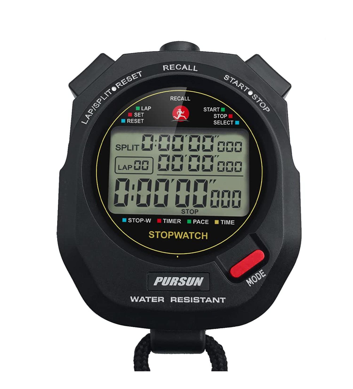 JUNSD Professional Stopwatch Timer for Sports 100 Lap Stopwatch Digital Sports Stopwatch with Countdown Timer 100 Lap Memory 0.001 Second Timing Water Resistant  Black - Buy Online on GoSupps.com