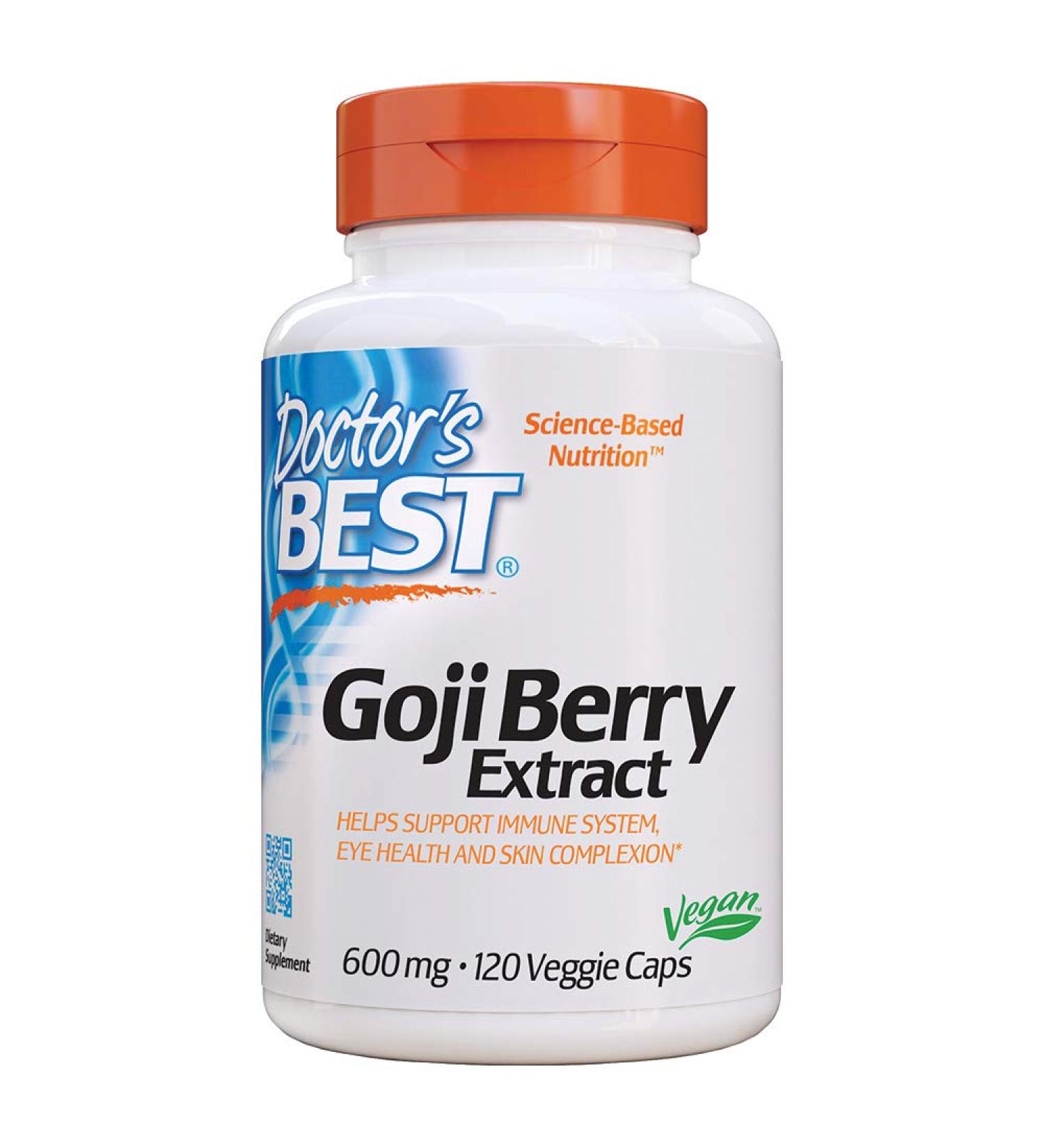 Doctor's Best Goji Berry Extract 600 mg - 120 Veggie Caps for Antioxidant Support - Buy Online on GoSupps.com