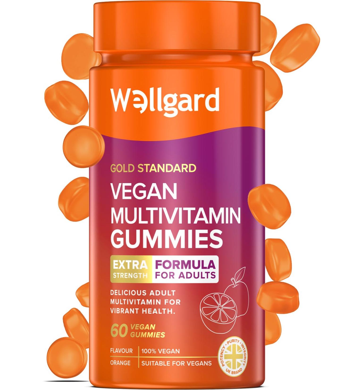 Wellgard Vegan Multivitamin Gummies for Adults - 60 Chewable Orange Flavour Vitamin Gummies - Buy Online on GoSupps.com