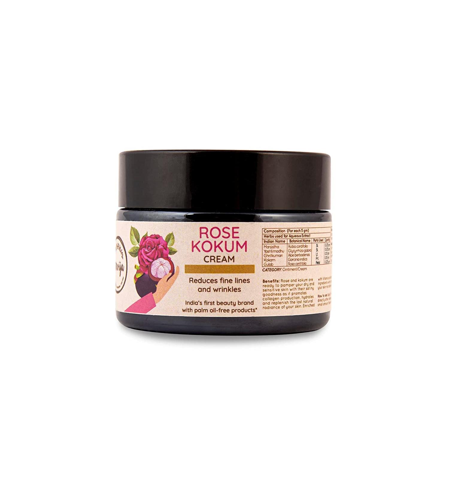 Rose Kokum Cream | Collagen Boosting Anti-Aging Cream | Reduces Wrinkles & Fine Lines | Chemical-Free Paraben-Free Vegan & Palm Oil Free - 50g - Buy Online on GoSupps.com