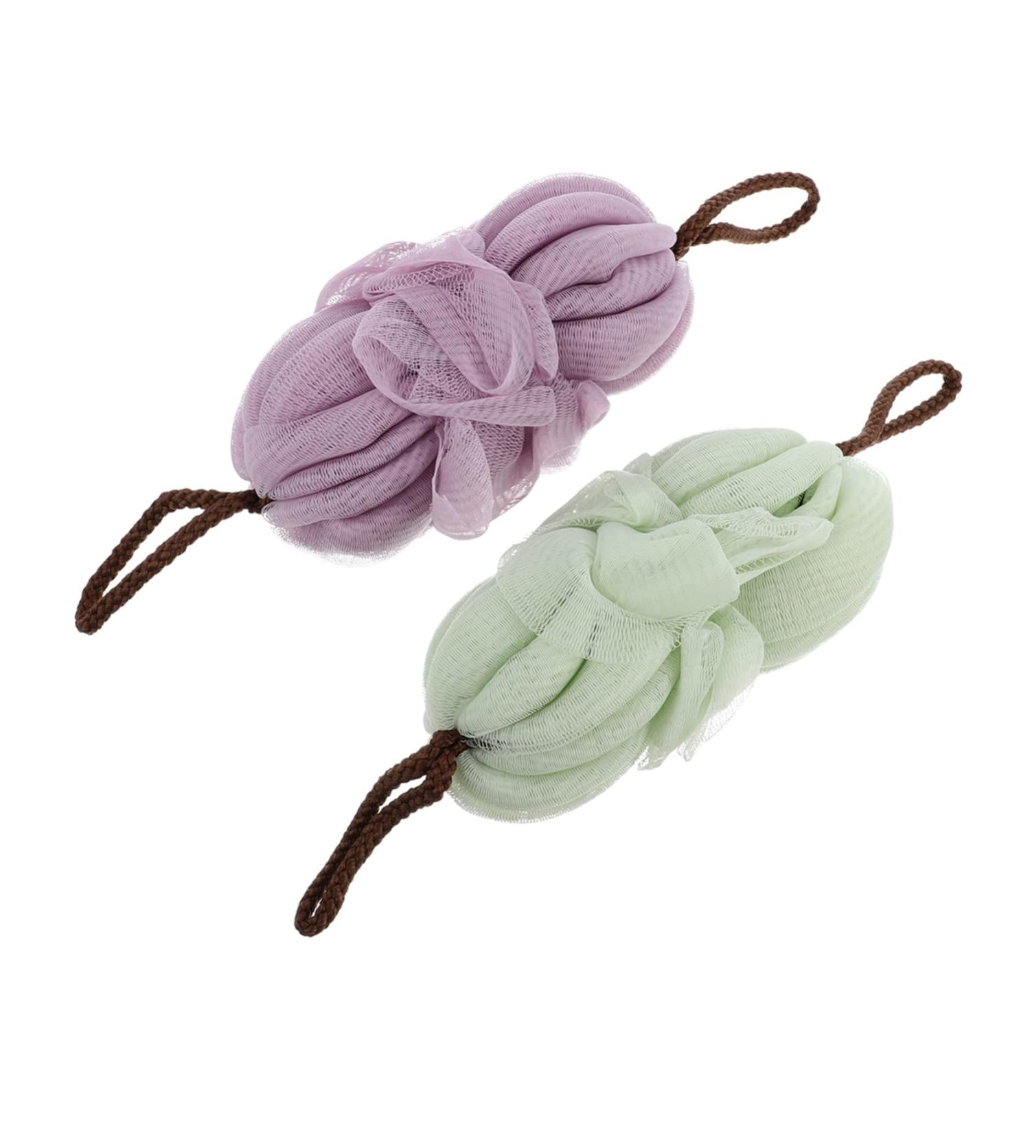 Angoily 2pcs Bath Ball Back Strip - Exfoliating Shower Sponge & Massage Pouf | Elastic Mesh Accessories for Ultimate Relaxation - Buy Online on GoSupps.com