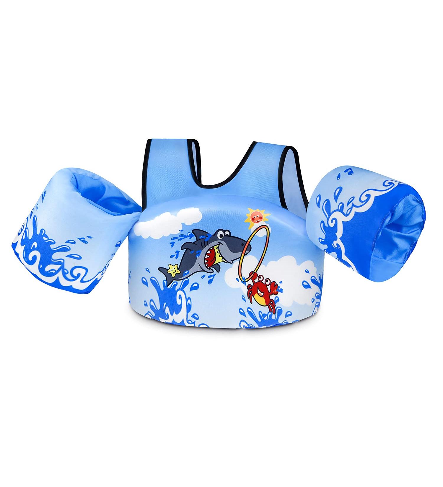 Kids Swim Vest for Swimming Training | Faxpot Toddler Swim Aid Floats for 30-60 lbs Boys/Girls | Shoulder Harness & Arm Wings | Sea Beach Pool | Sky-Blue - Buy Online on GoSupps.com